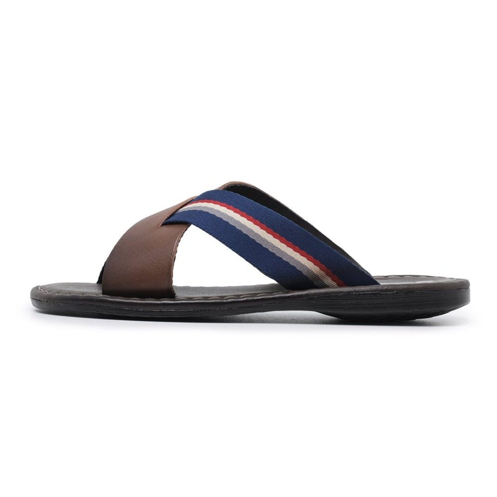 Vista principal Chinelo Transpassado Conforto Centuria em Couro Tan Centuria Calçados marrom tan