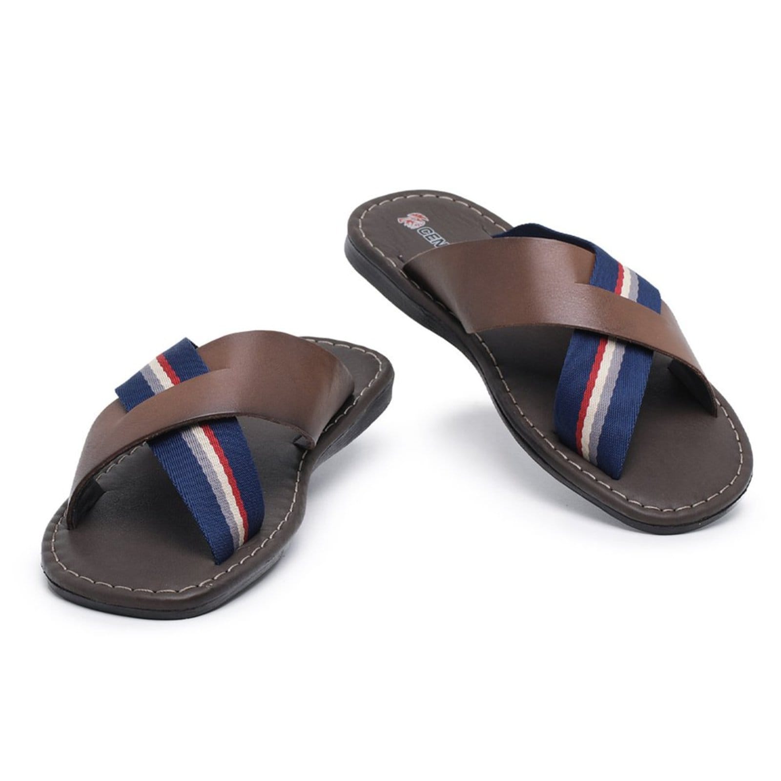 Vista 2 Chinelo Transpassado Conforto Centuria em Couro Tan Centuria Calçados marrom tan