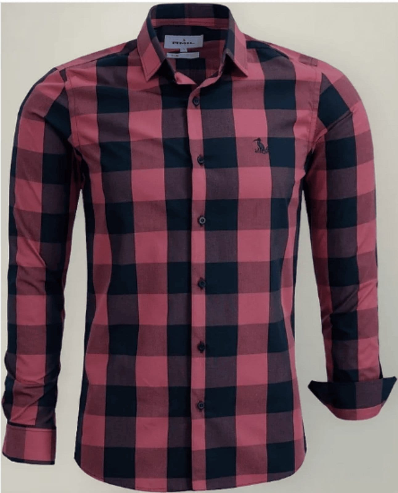 Camisa Masculina Amil Slim Xadrez Aston Algodão Manga longa Luxo