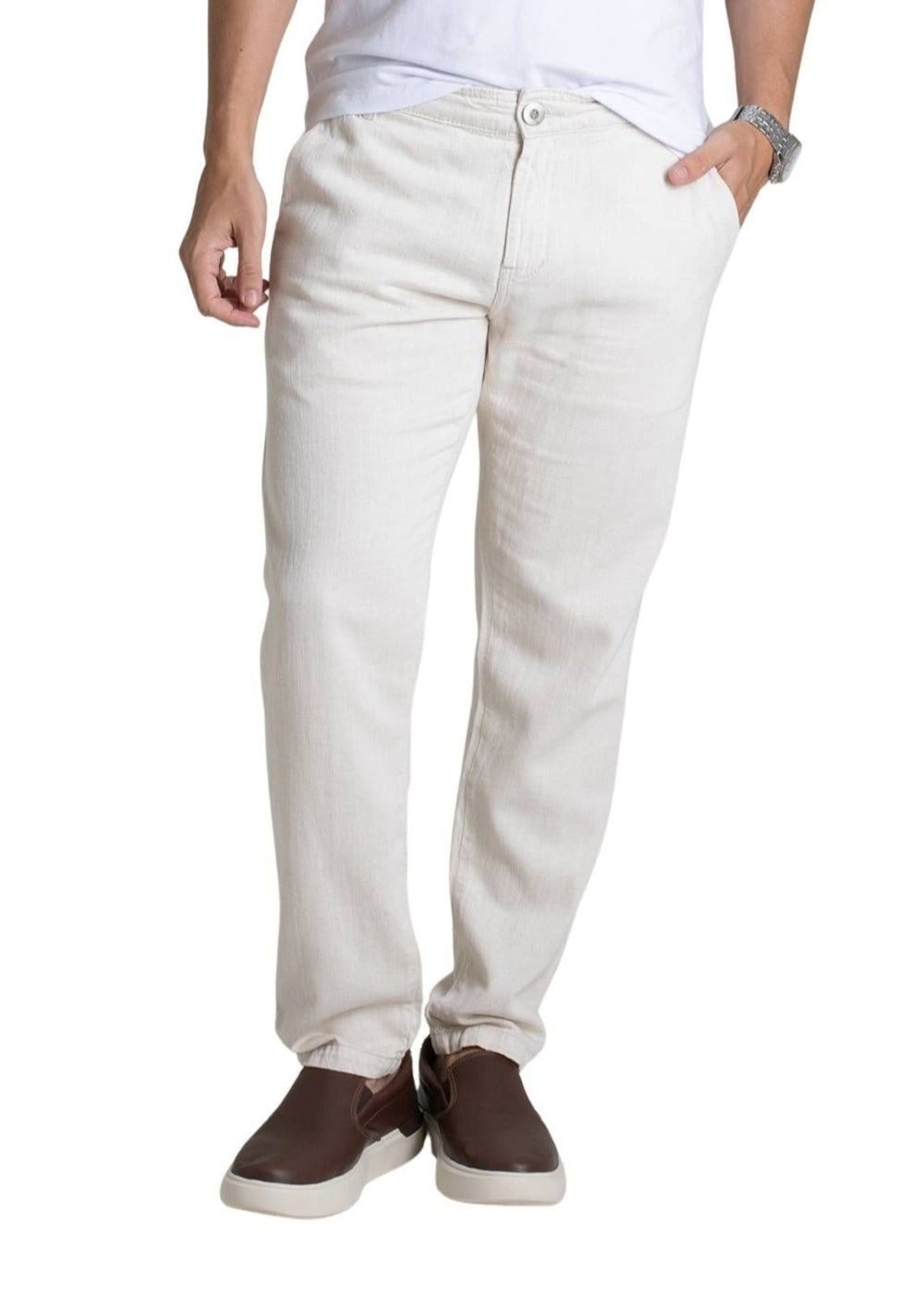 Vista principal Calça Linho Sawary Slim - 278433 Sawary bege