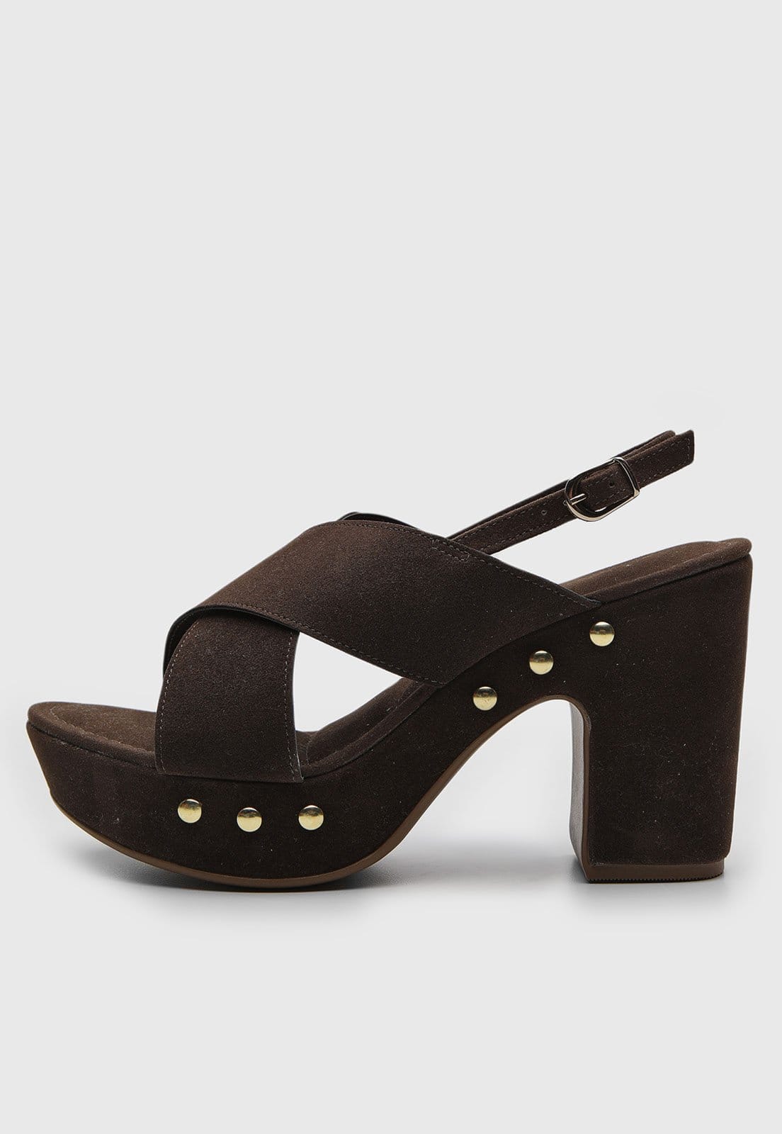 Sandália Feminina VIA UNO Salto Bloco Escuro