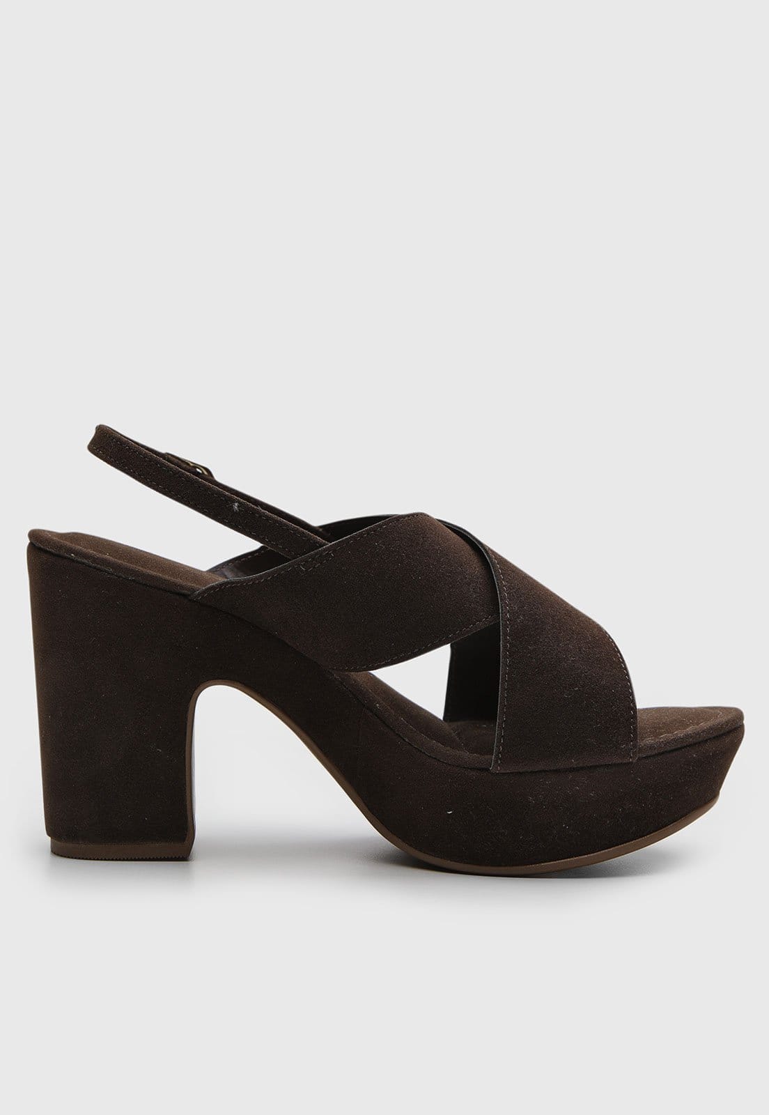 Vista 2 Sandália Feminina VIA UNO Salto Bloco Escuro VIA UNO marrom