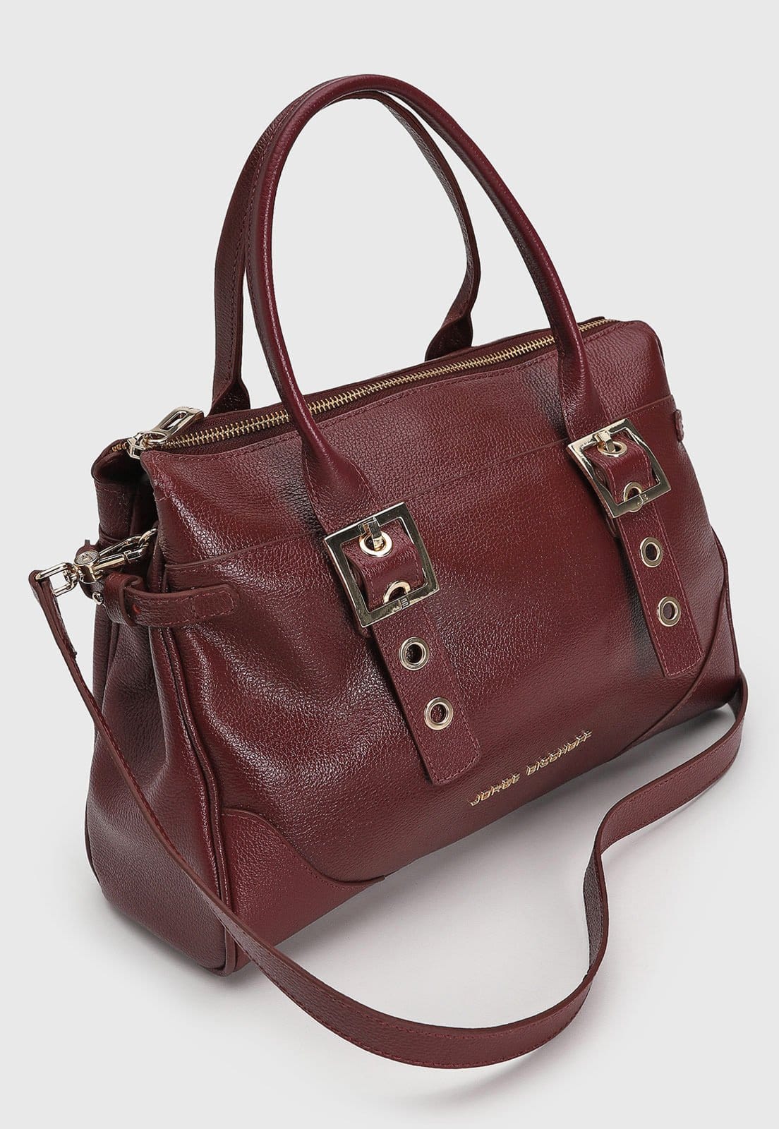 Vista 2 Bolsa Grande Feminina Jorge Bischoff Estruturada Jorge Bischoff vinho