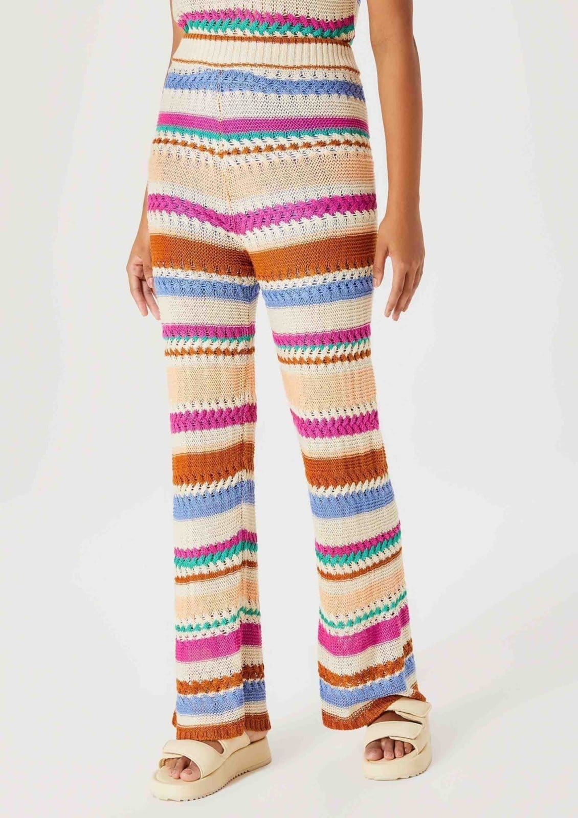 Vista 2 Calça Feminina Pantalona Em Tricô Hering rosa