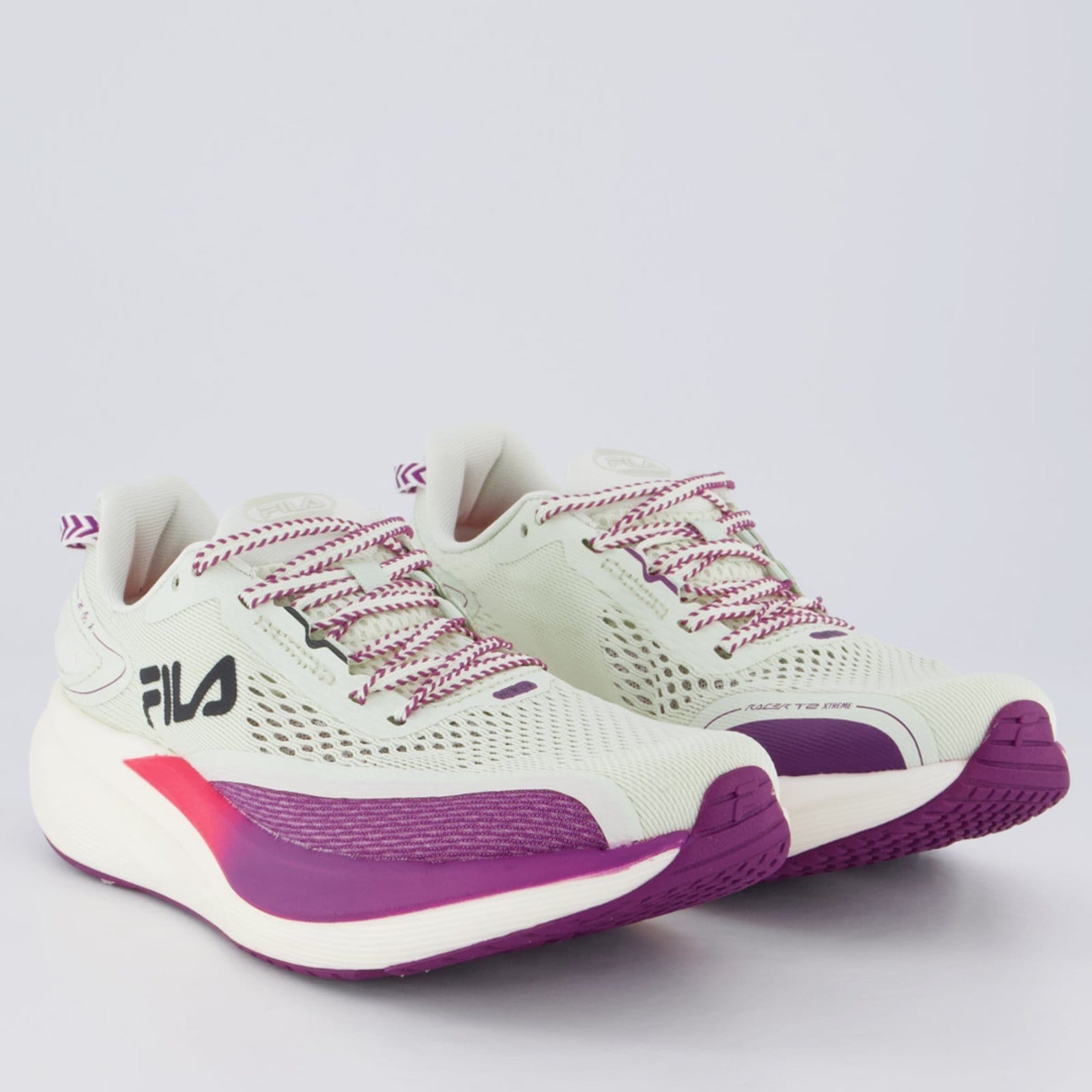 Vista 2 Tênis Fila Racer T2 Xtreme Feminino e Roxo Fila verde