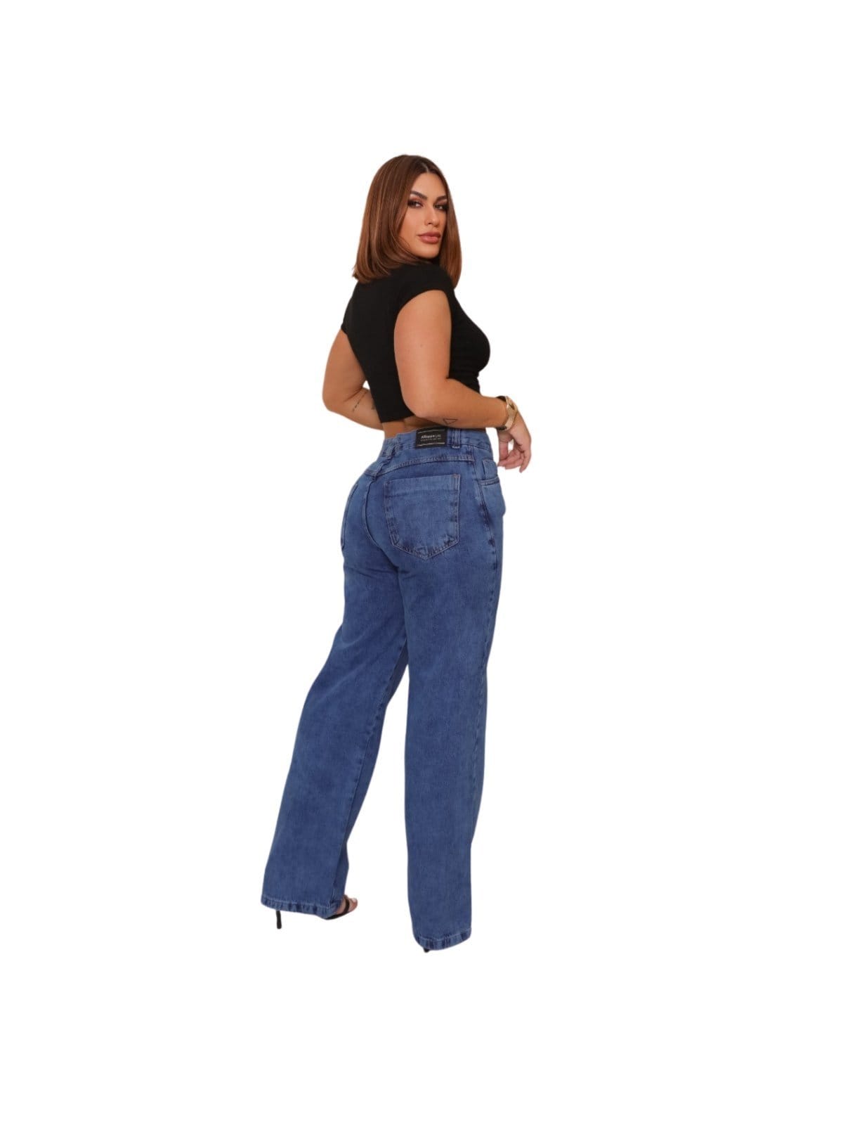 Vista 2 Calça Feminina Jeans Light Super Balão Manchada JEANS LIGHT azul