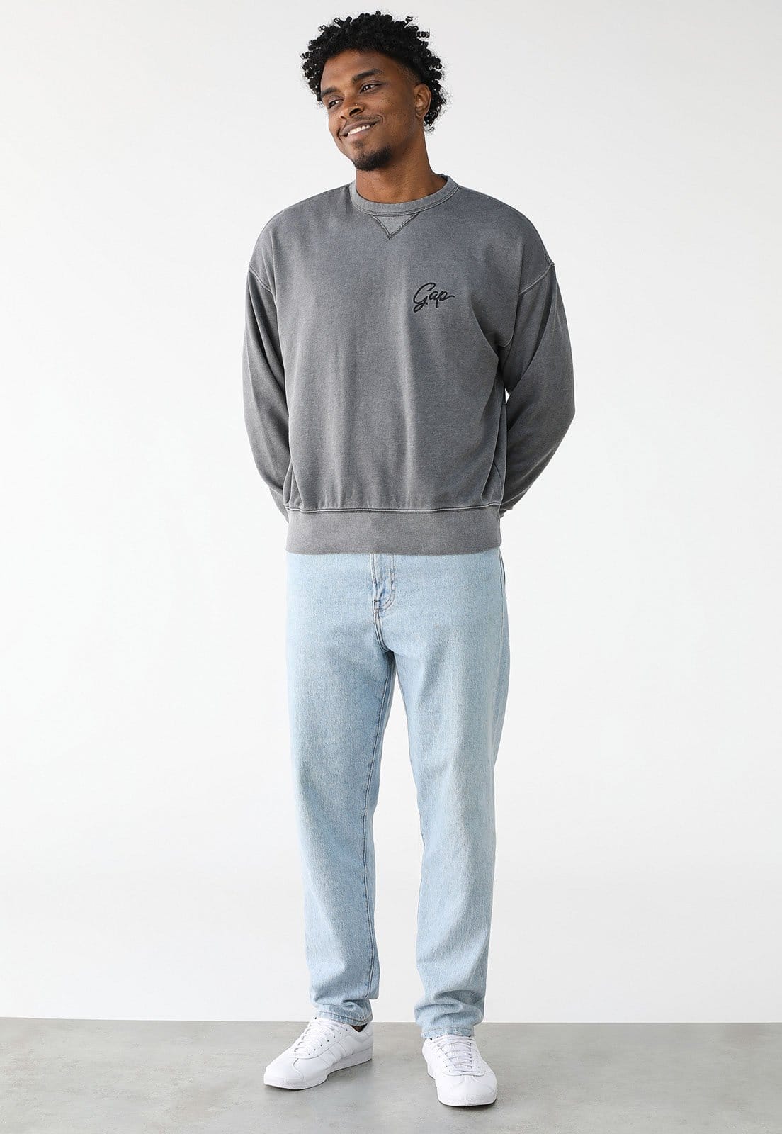 Vista 2 Blusa de Moletom Fechada GAP Logo Grafite GAP cinza