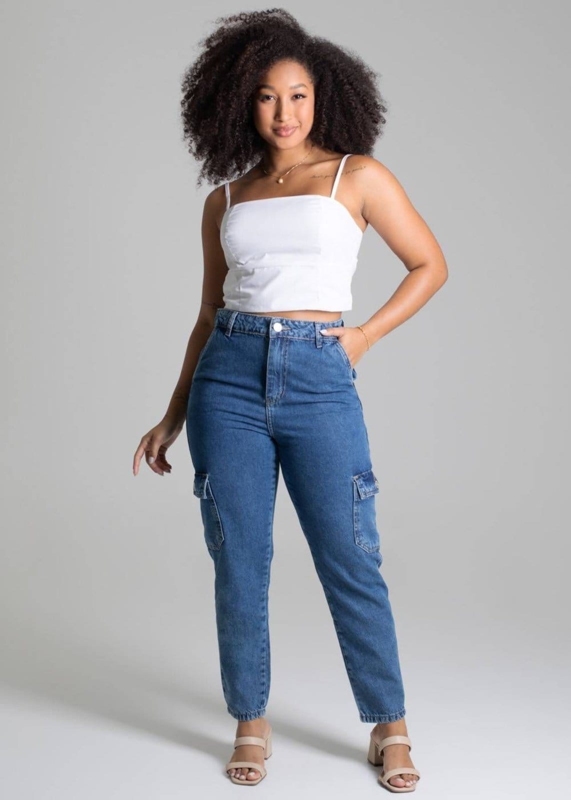 Vista 2 Calça Sarja Sawary Mom - 277959 Sawary azul