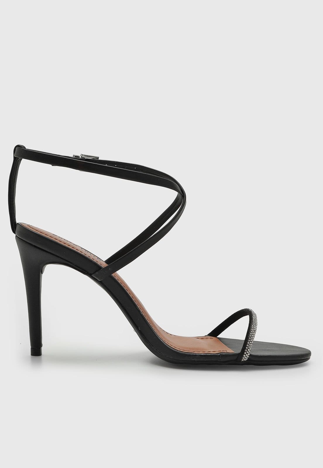 Vista 2 Sandália Feminina Santa Lolla Salto Fino Preta Santa Lolla preto