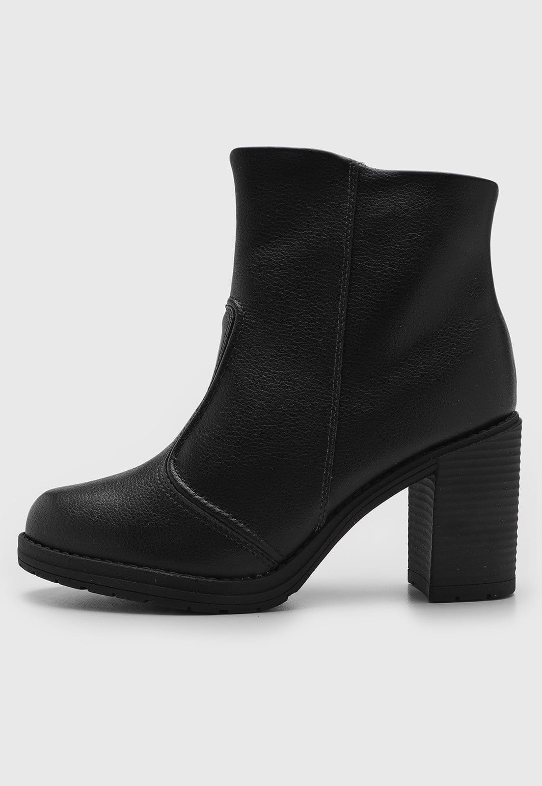 Vista principal Bota Feminina Beira Rio Salto Bloco Preta BEIRA RIO preto