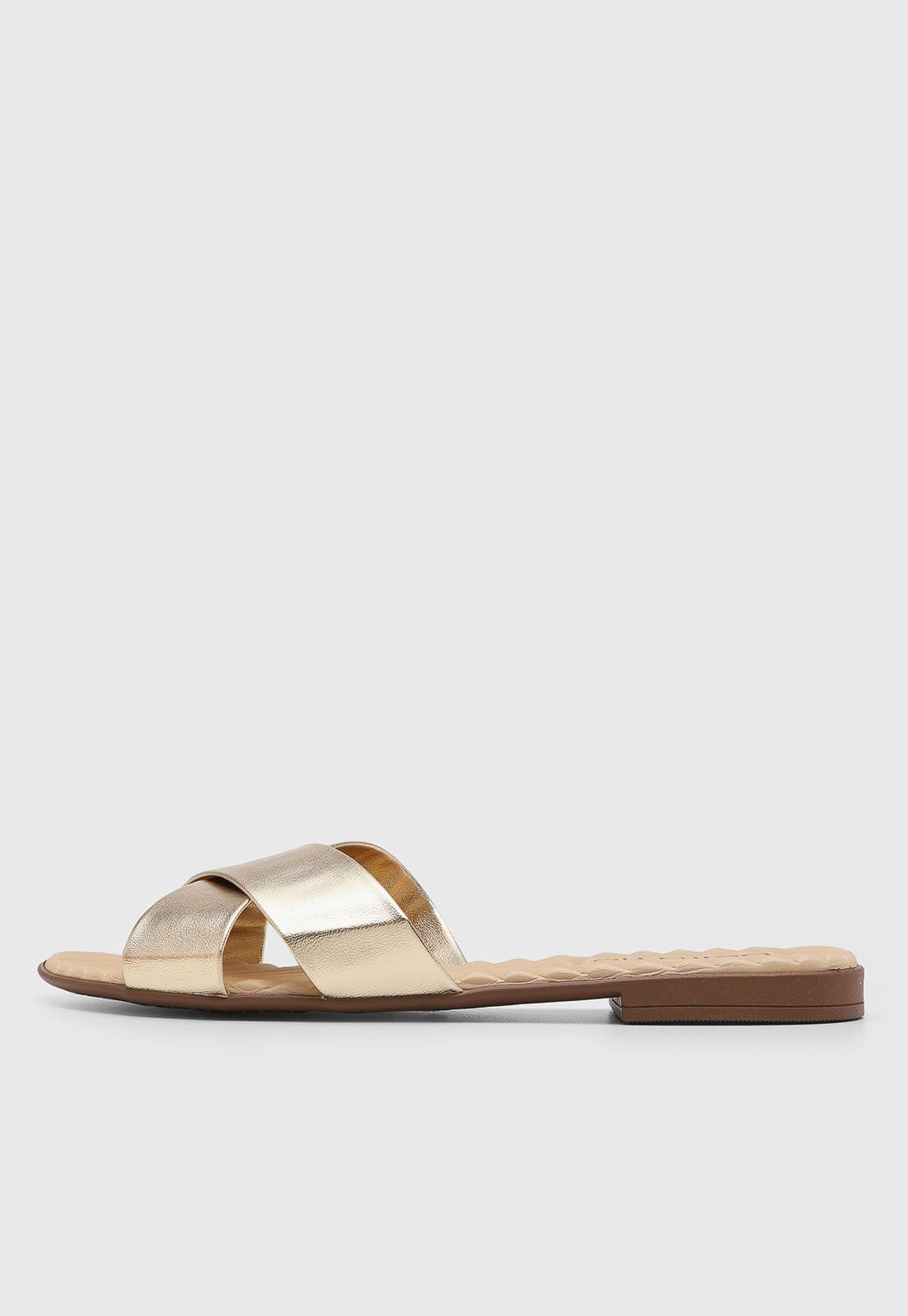 Vista principal Rasteira Feminina Beira Rio Tiras Cruzadas Dourada BEIRA RIO dourado