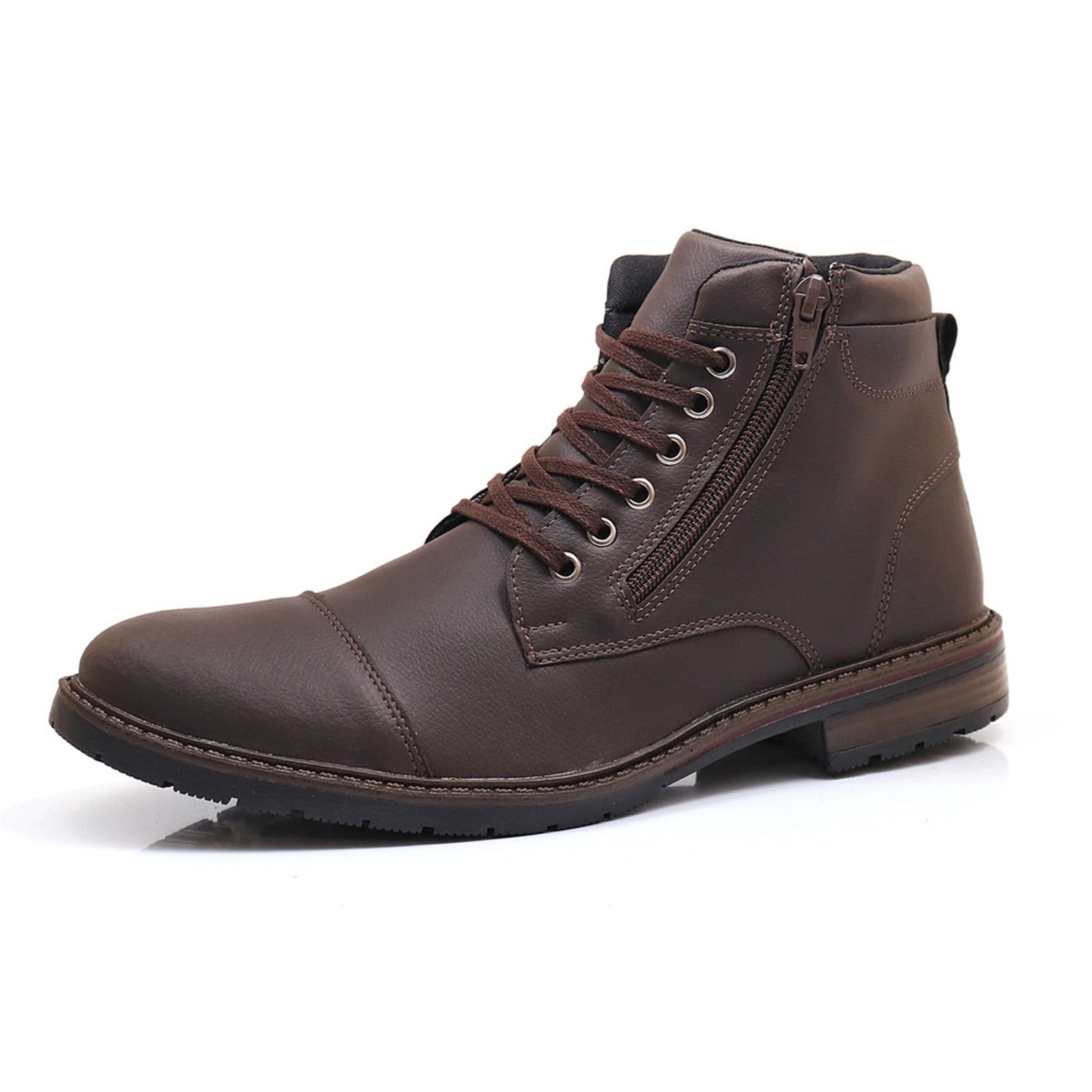 Vista 2 Bota Coturno Masculina Confortável Resistente Com Zíper ÉPICO CALÇADOS café