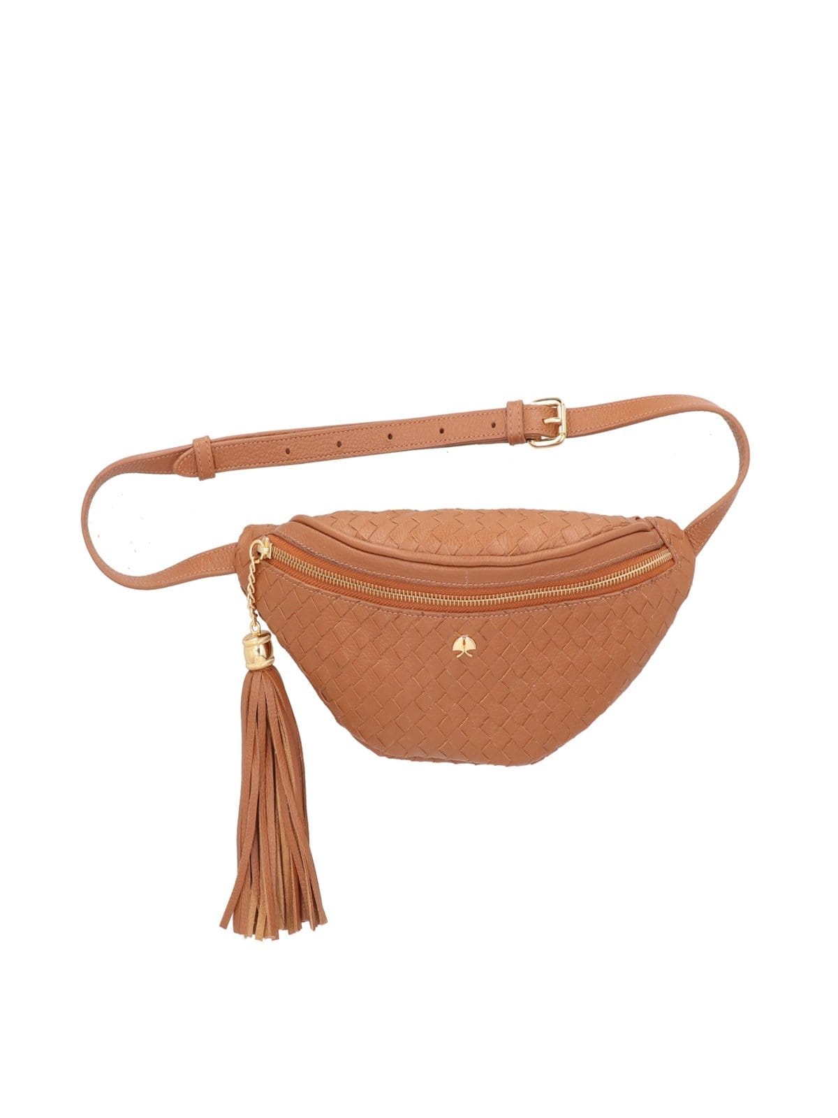 BOLSA PEQUENA EM COURO TRESSÊ COM FRANJA
