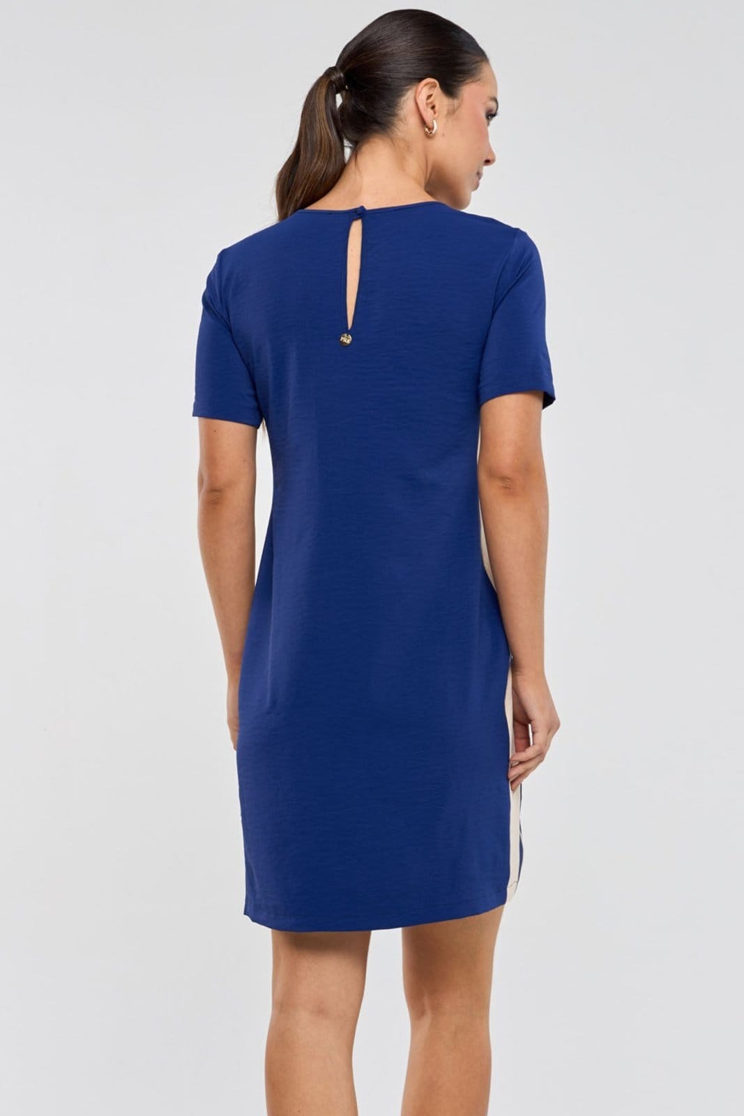 Vista principal Vestido Curto PKS Com Filetes Marinho PKS azul