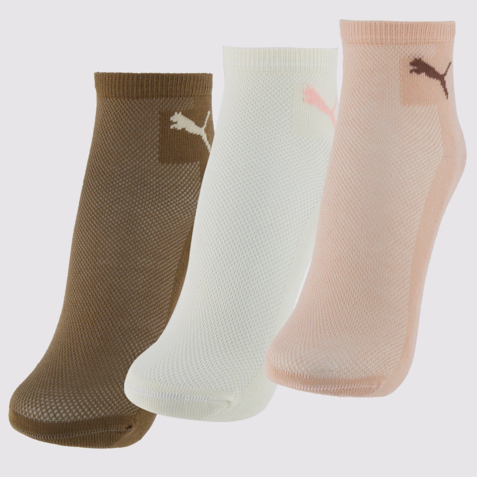 Vista 2 Kit Meias Puma 6 Pares Cano Médio Feminina e Marrom Puma rosa