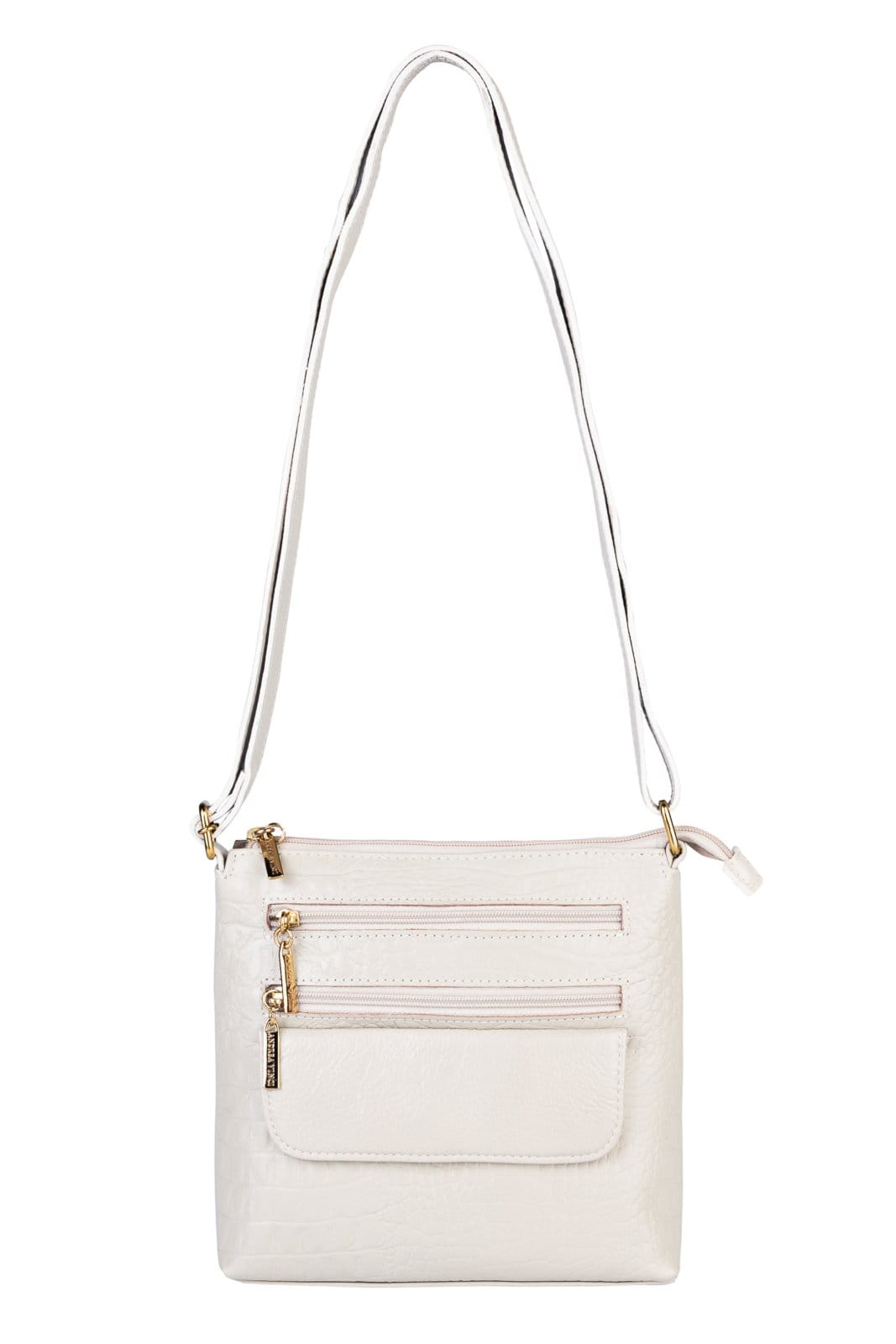 Bolsa transversal de couro croco Maura - Marfim