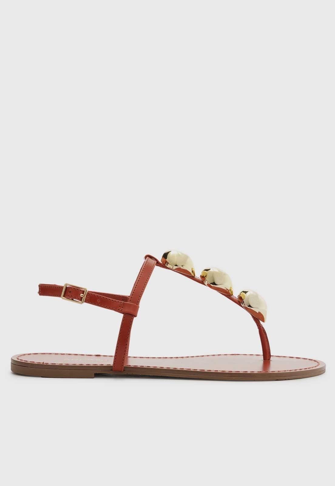 Vista principal Rasteira Fechada Arezzo Esferas Douradas Orange Red Arezzo laranja orange