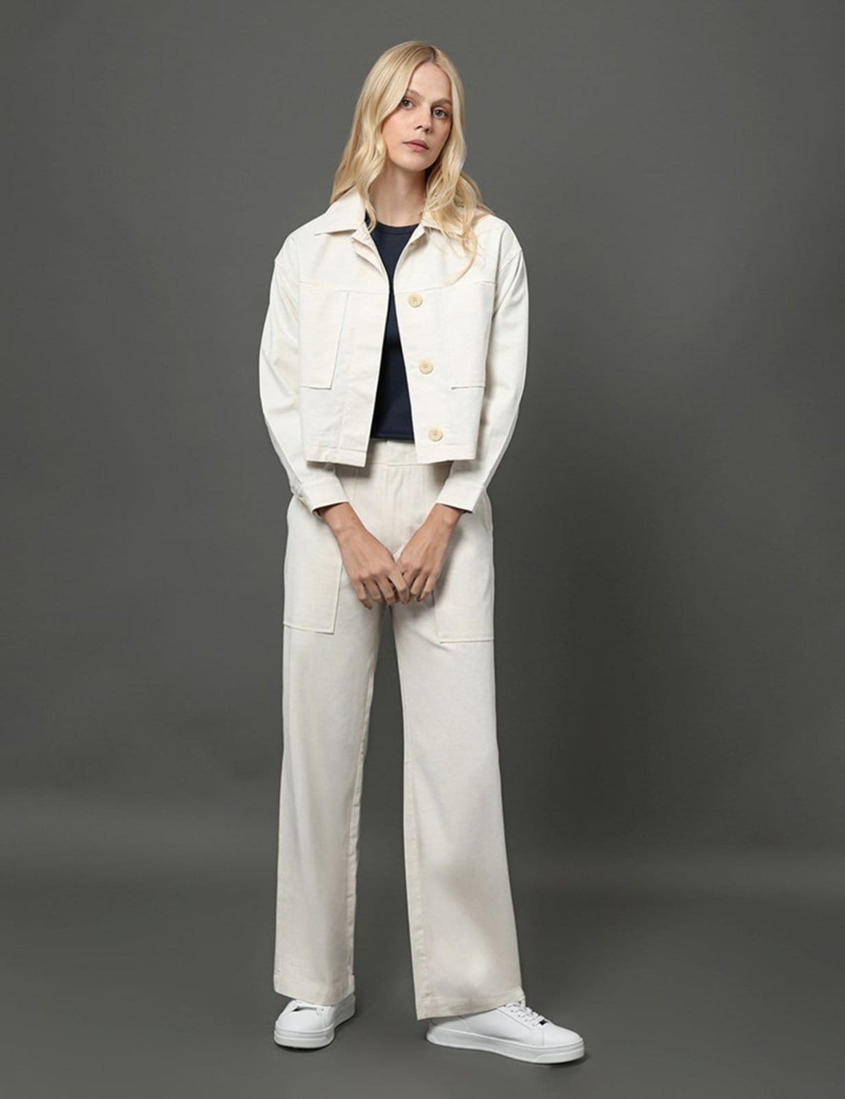 Calça Feminina Linho Texturizado Calvin Klein - Off White