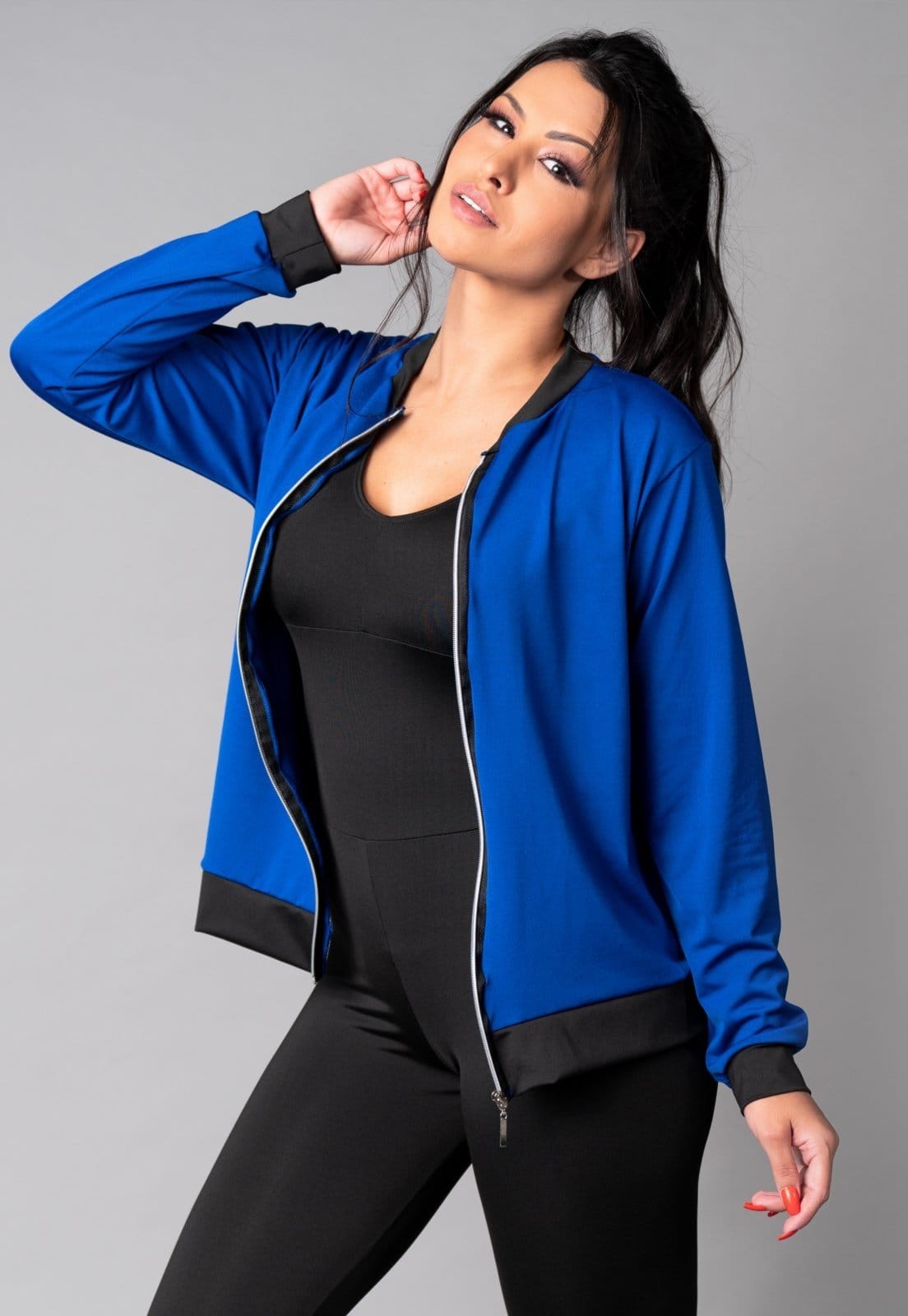 Vista 2 Casaco MVB Modas Jaqueta Bomber Zíper Suplex Estampado Mvb Modas azul