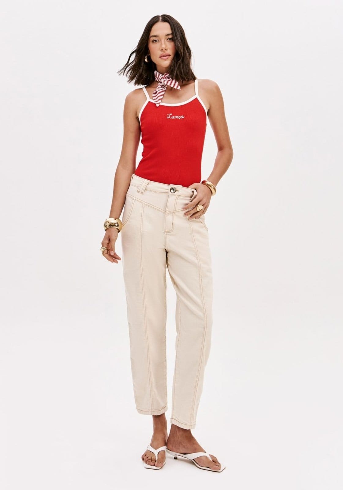 Calça Sarja Baggy Cintura Super Alta