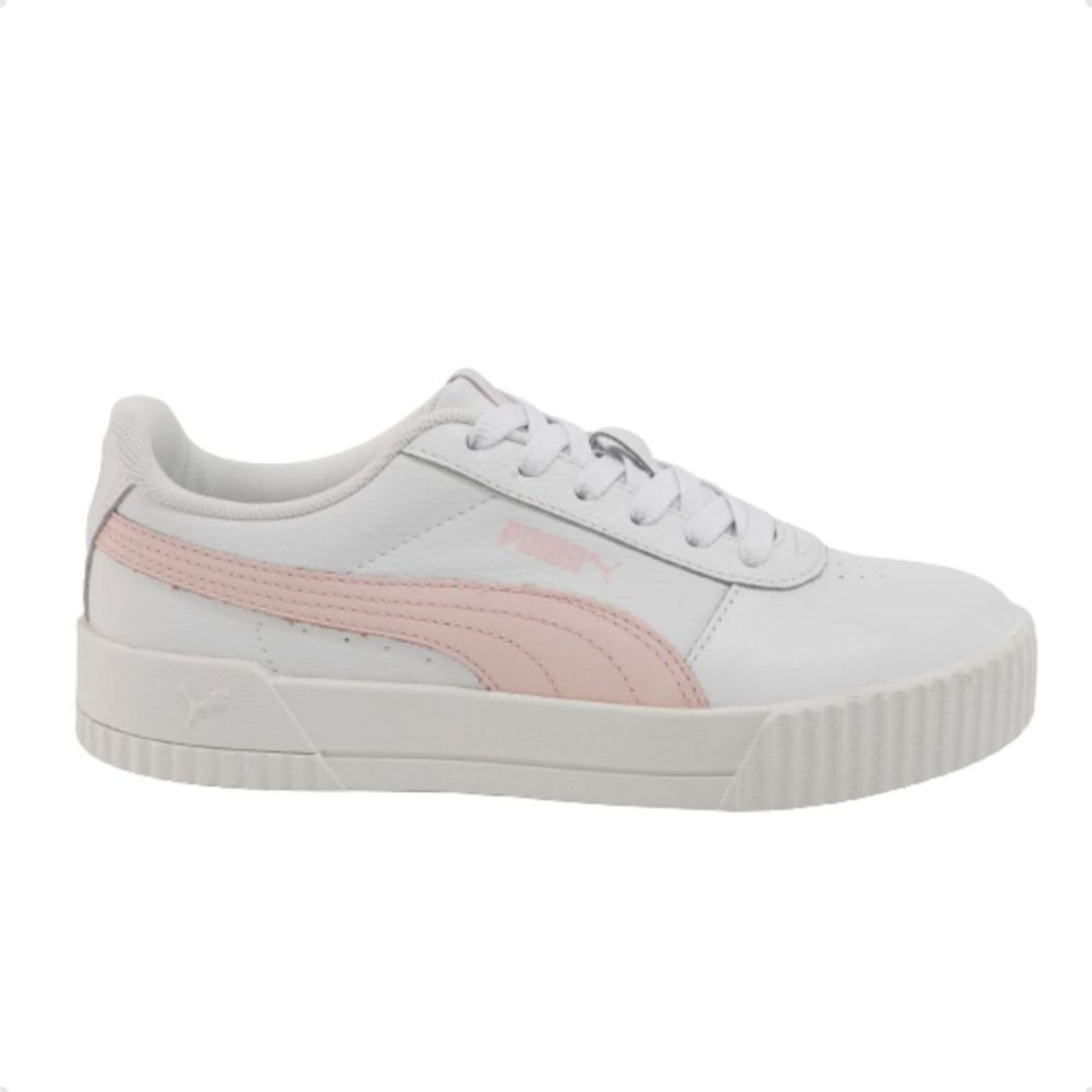 Vista principal Tênis Casual Feminino Puma Carina L Bdp Branco E Rosa Puma branco rosa