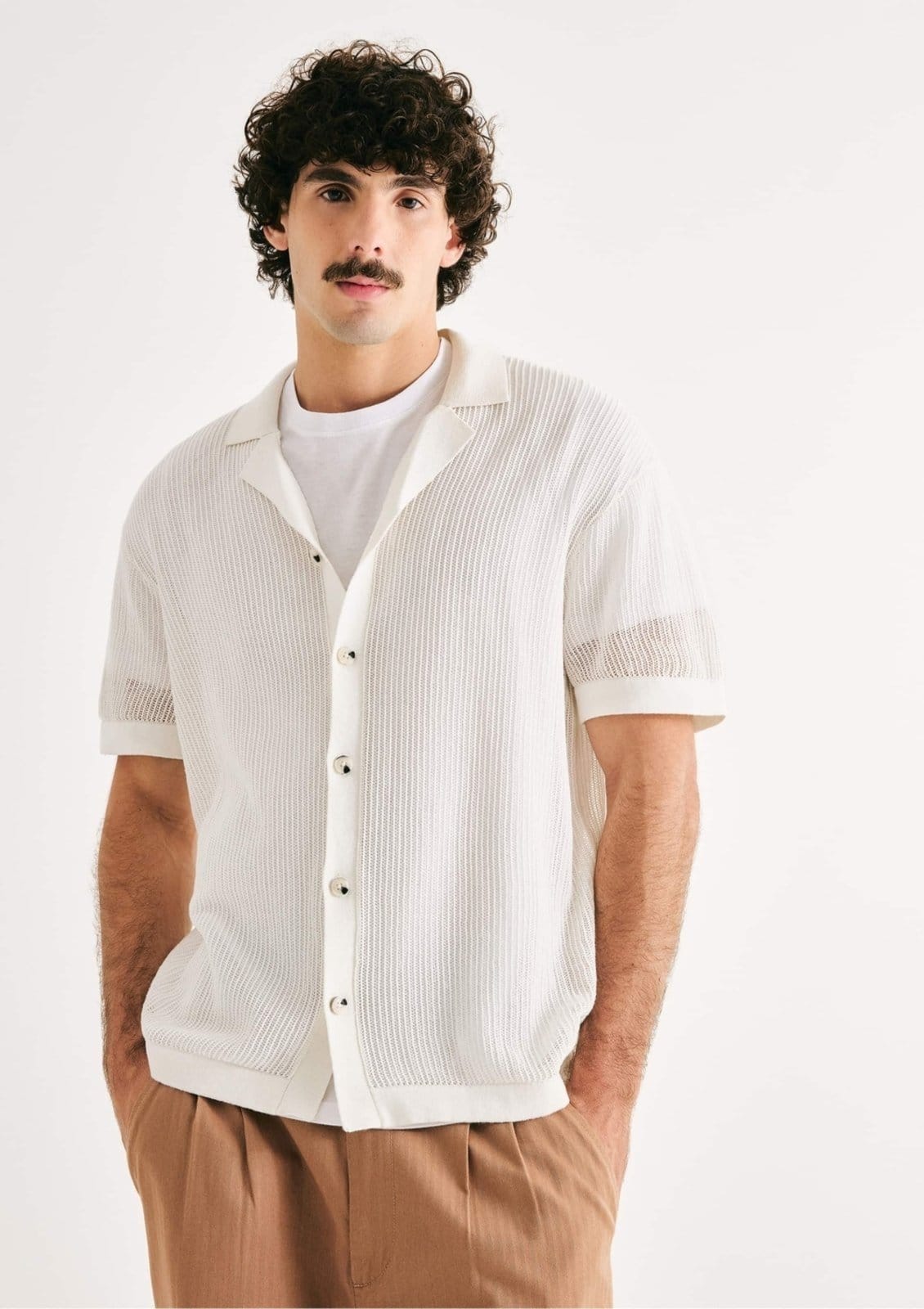 Camisa Masculina Em Tricô Vazado