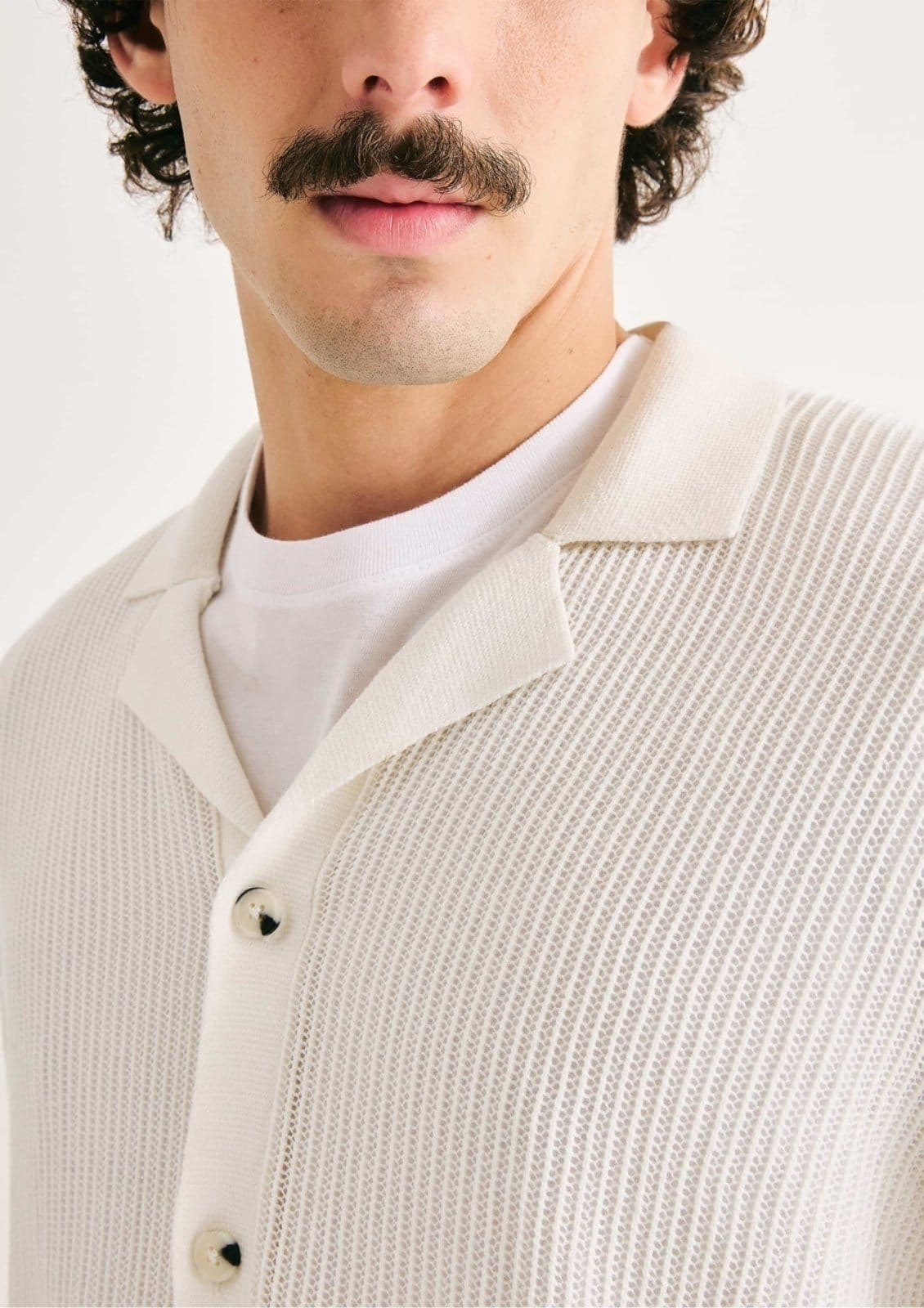 Vista 2 Camisa Masculina Em Tricô Vazado Hering off-white