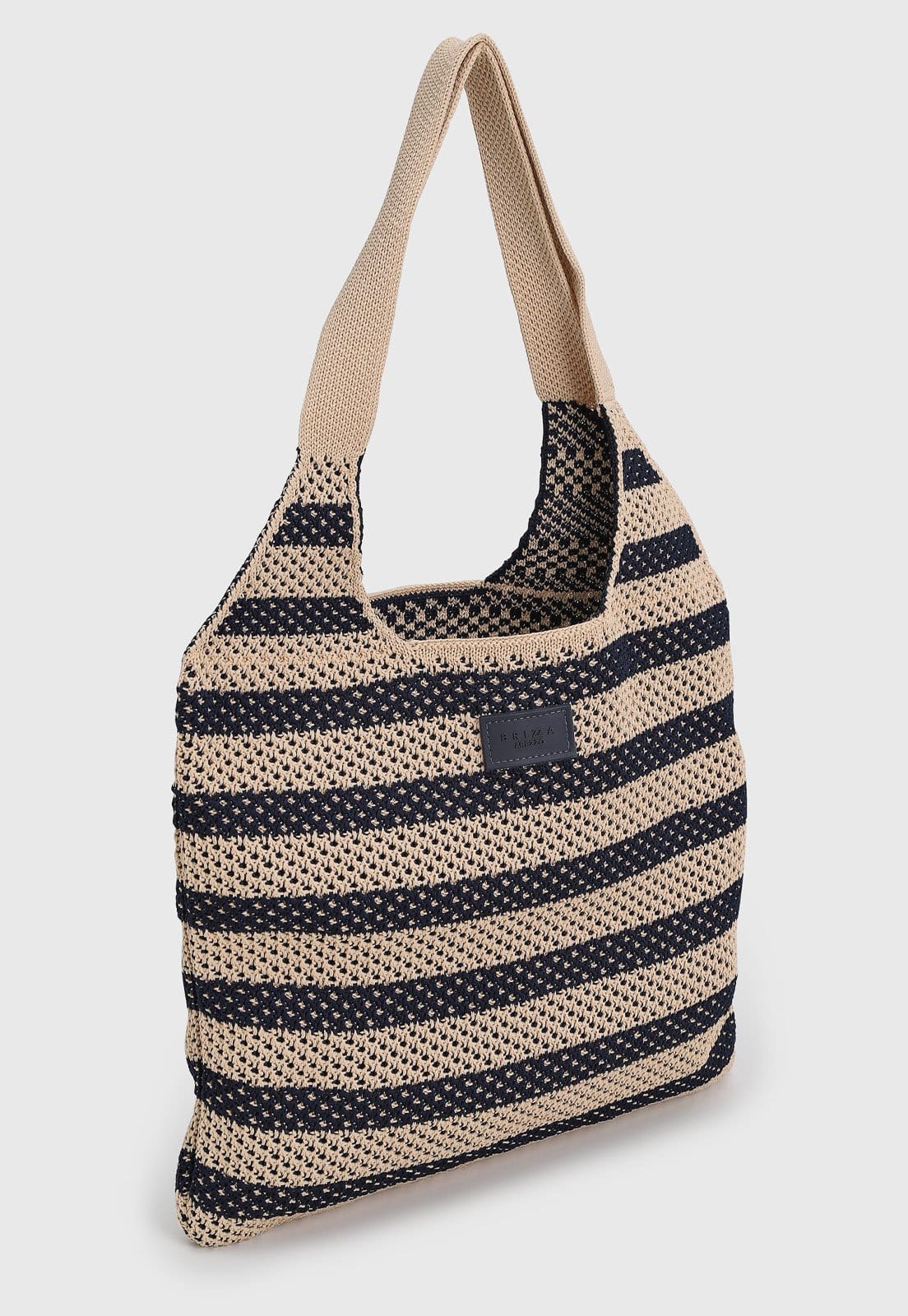Vista 2 Bolsa Feminina Arezzo Brizza Grande Crochê Listrada Brizza Arezzo bege