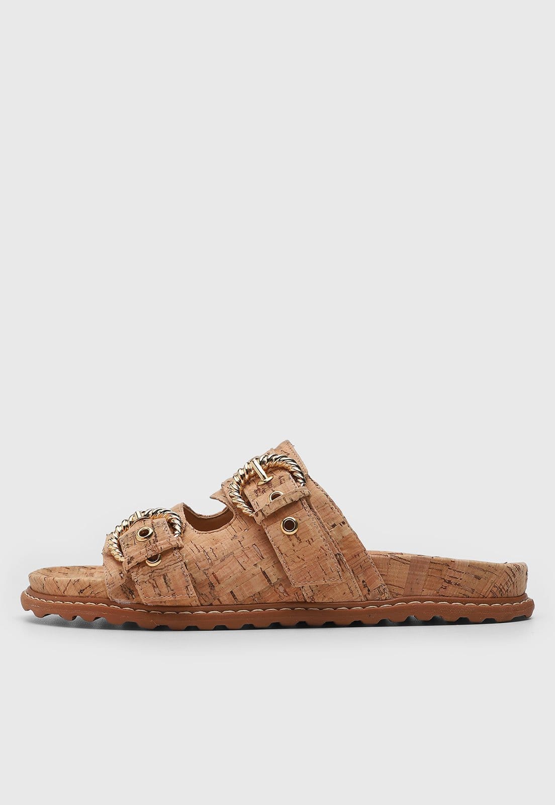 Vista principal Rasteira Feminina Luiza Barcelos Efeito Cortiça Luiza Barcelos bege