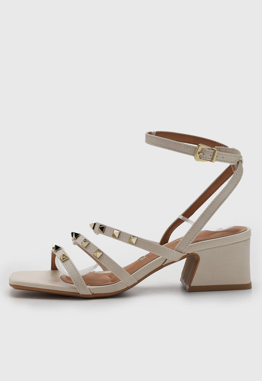 Sandália Feminina Vizzano Salto Quadrado Off-White