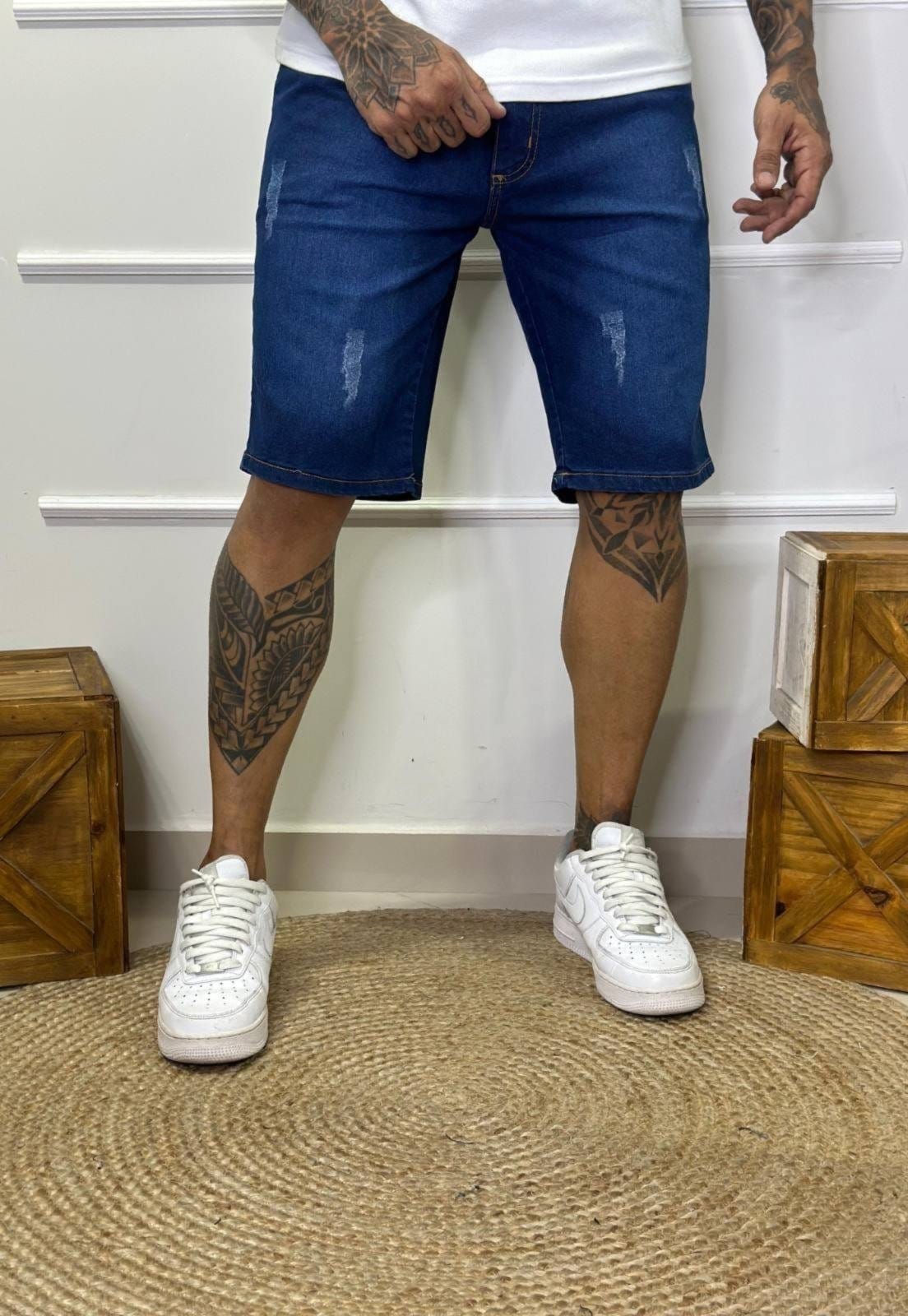 Vista 2 Bermuda Jeans Masculina Tempo Hábil Slim Tradicional 5 Estilo azul