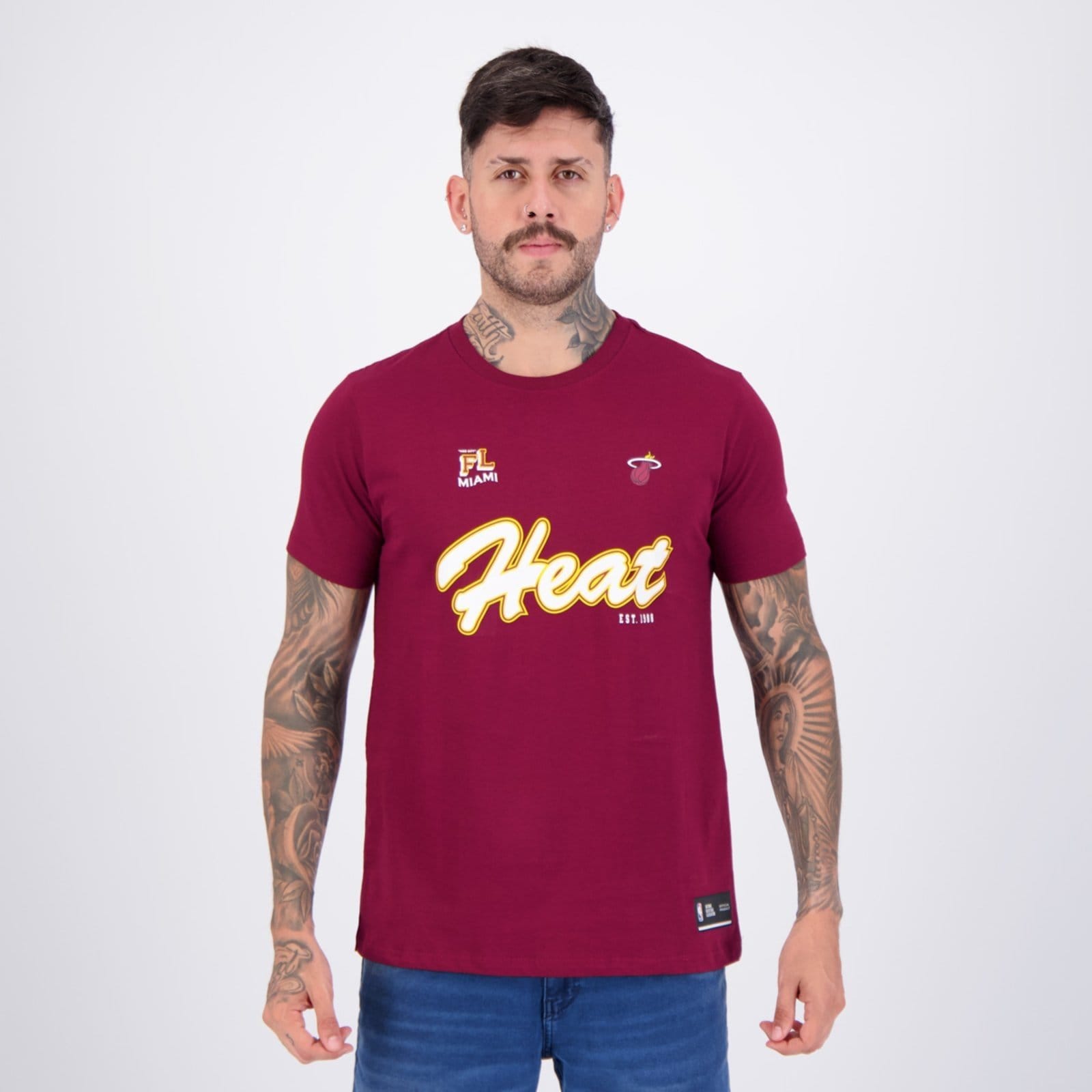Camiseta NBA Miami Heat Cursive Bordô