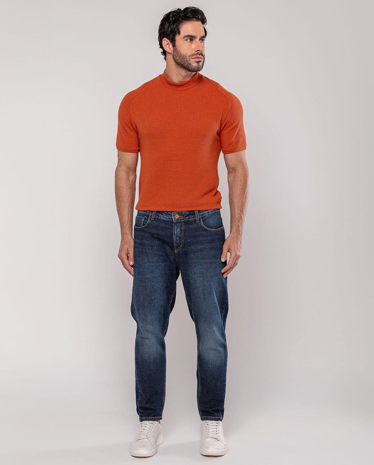 Calça Slim Fit Masculina Premium Cano Curto 24567 Escura com Used