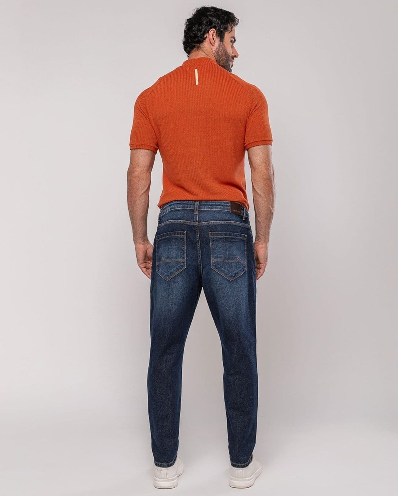 Vista 2 Calça Slim Fit Masculina Premium Cano Curto 24567 Escura com Used Consciência jeans