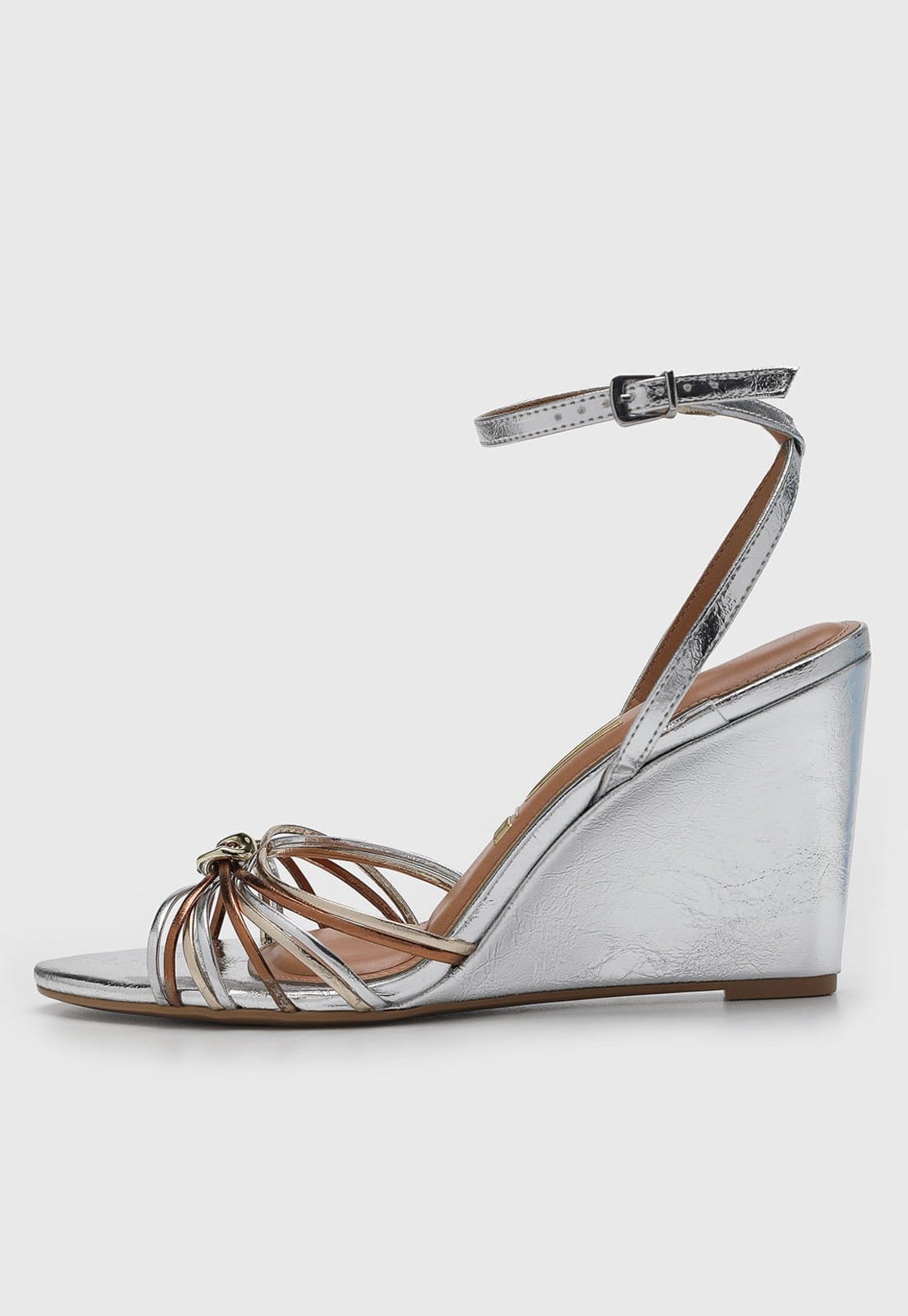 Sandália Feminina Vizzano Salto Anabela Metalizada