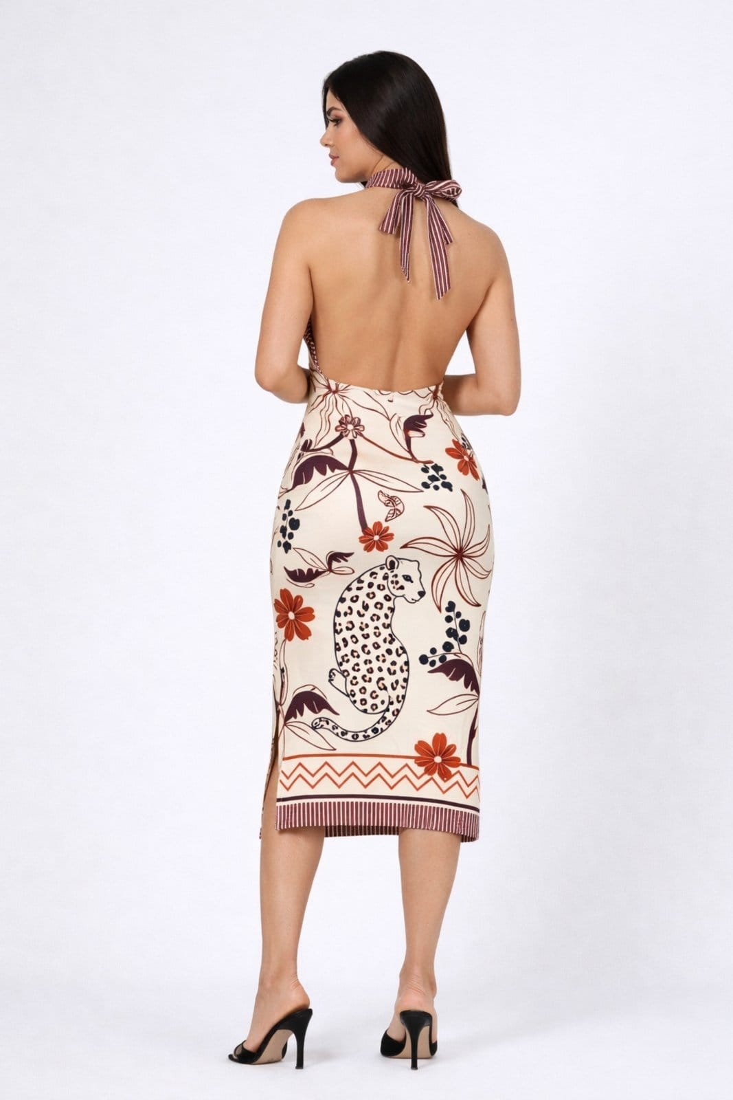 Vista 2 Vestido Midi D Bell Outlet Fashion Estampa Savana Off-White D BELL OUTLET FASHION off-white white