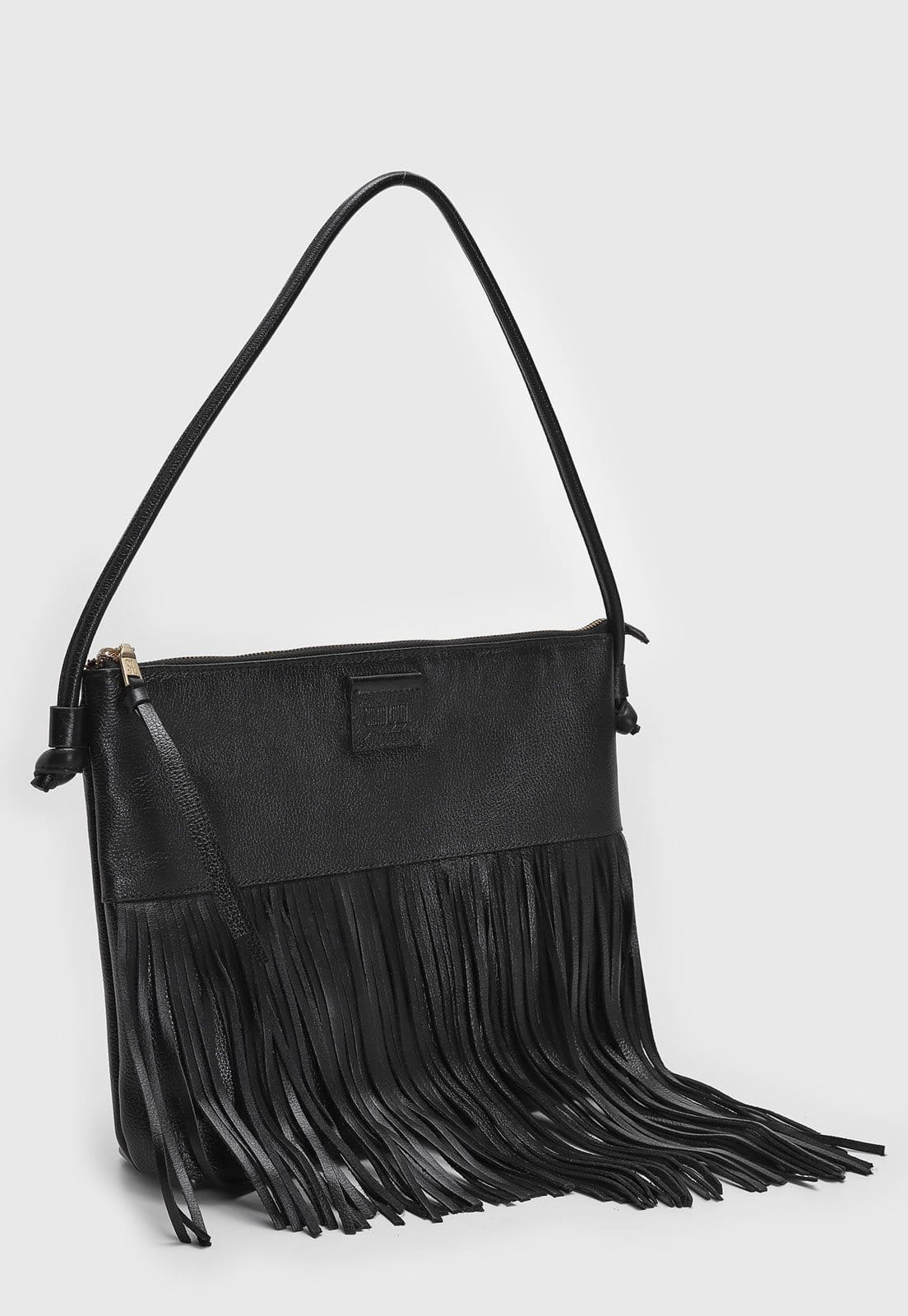 Vista 2 Bolsa Feminina Santa Lolla Franjas Preta Santa Lolla preto