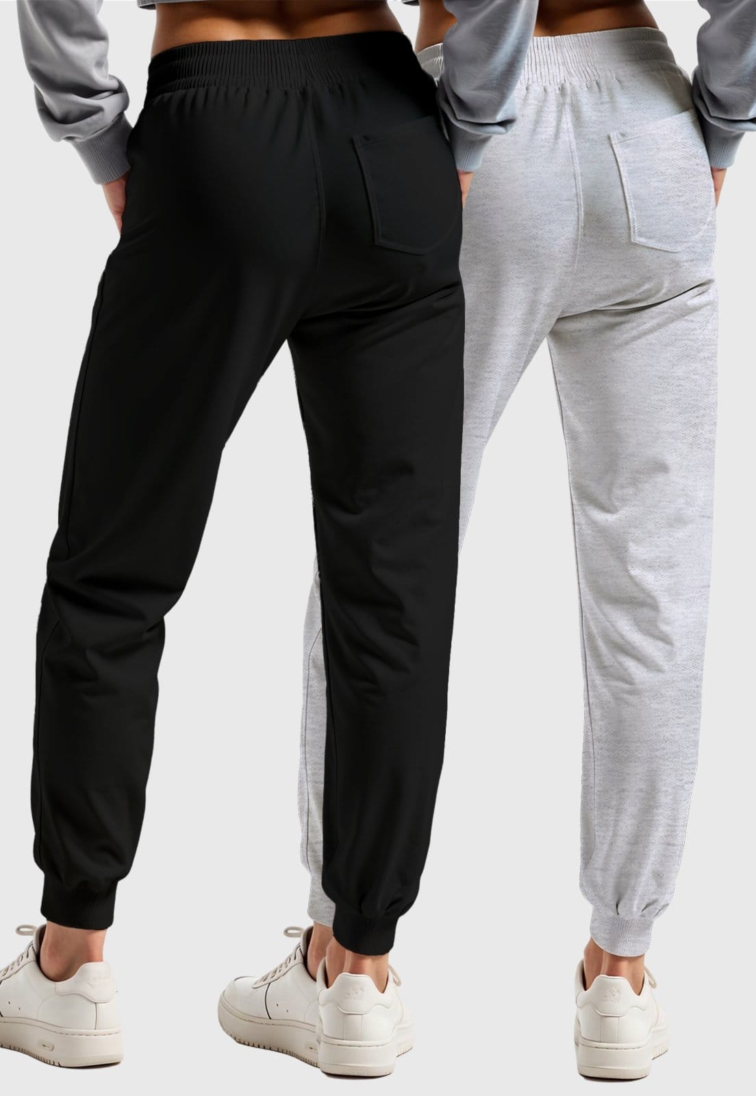 Vista 2 Kit 2 Calças Femininas de Moletom e Cinza Slim Aconchego e Praticidade Diária Benellys preto
