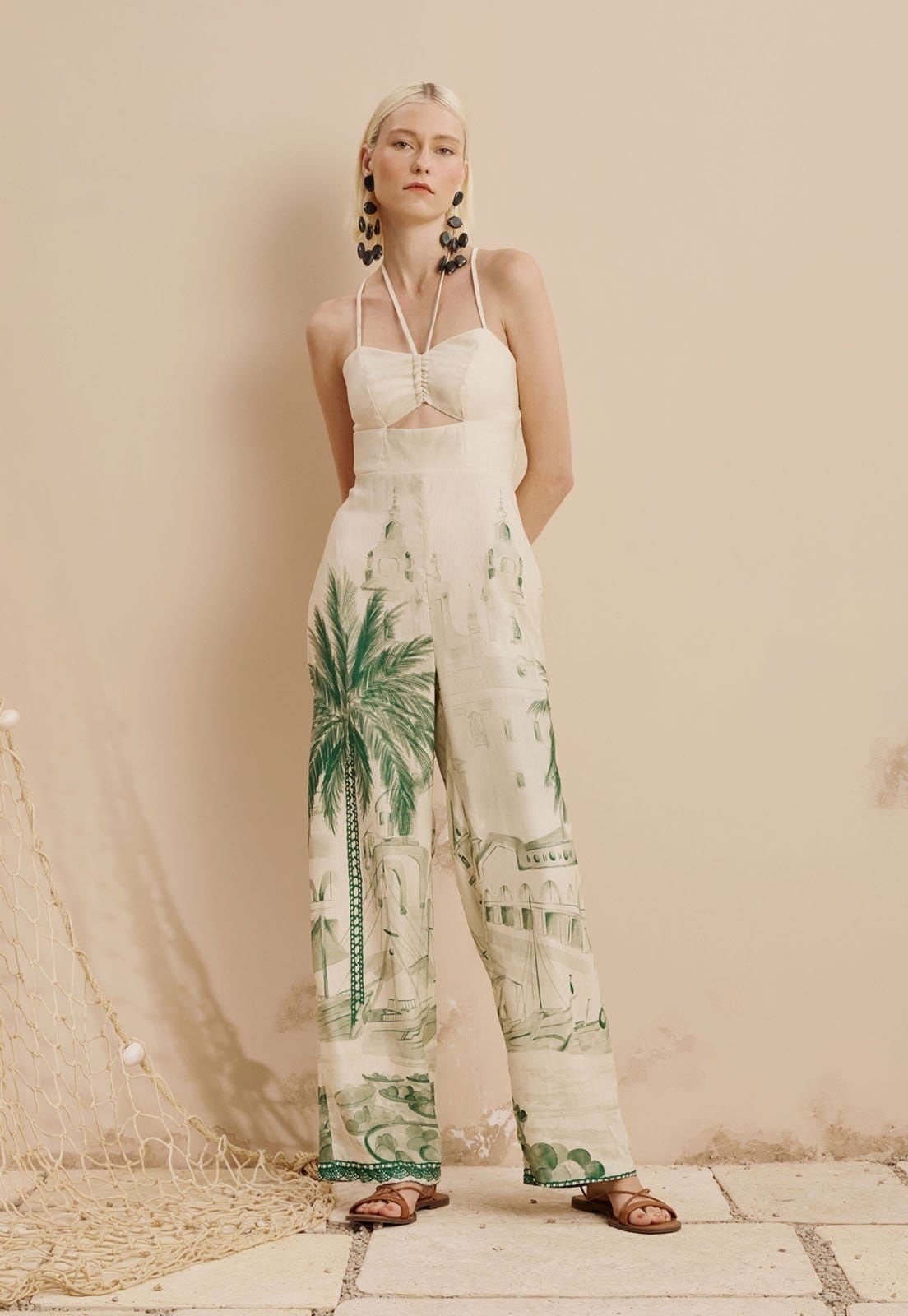 Macacão Reto Detalhe Túnel Estampado Belém