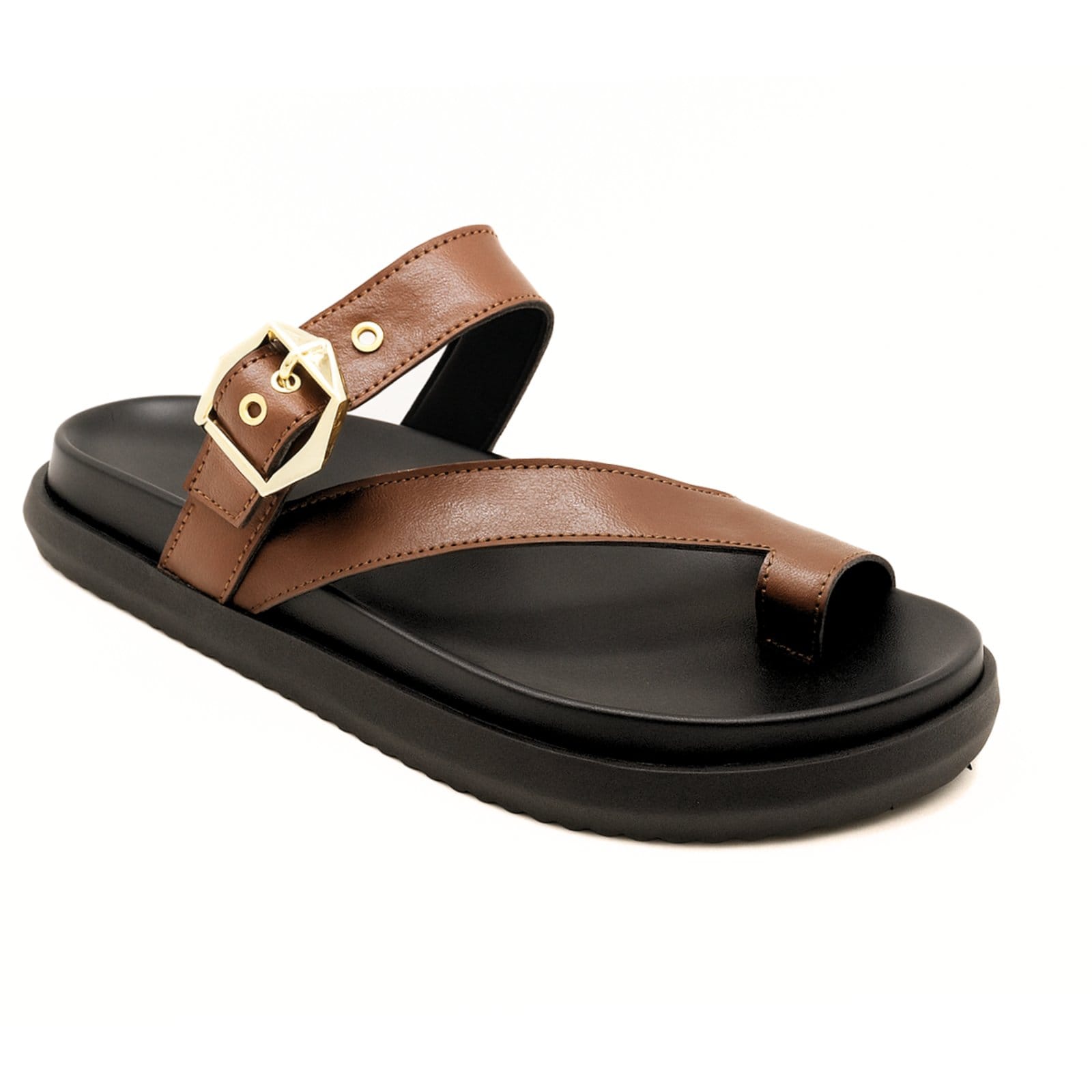 Vista 2 Papepte Feminina Flatform Rasteira Dedo Tira Cacau Tendência 007 Hannah Footwear marrom