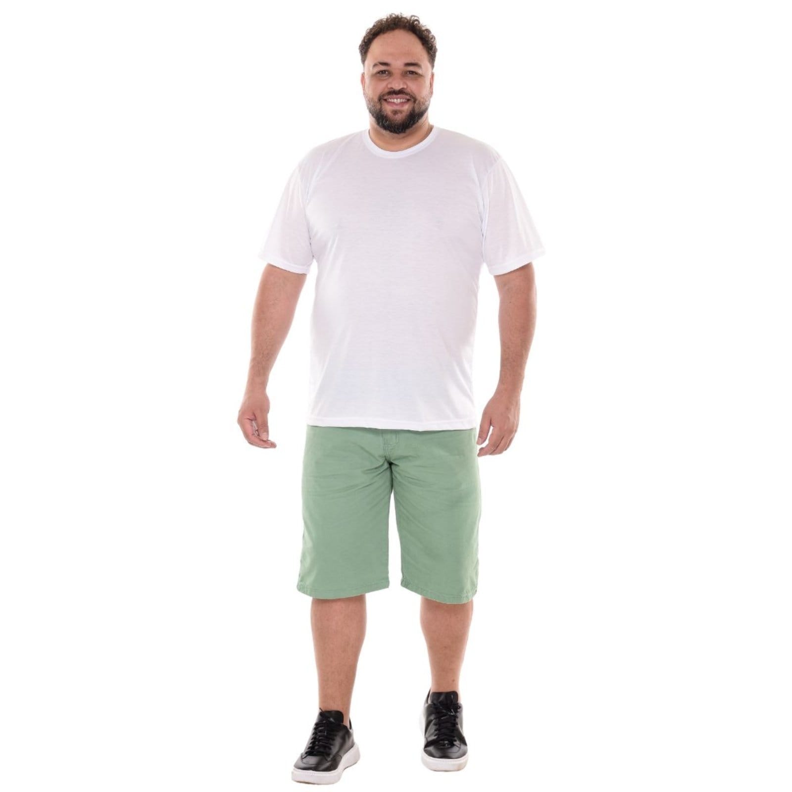 Vista 2 Bermuda Masculina Jeans Light Plus Size Menta JEANS LIGHT verde