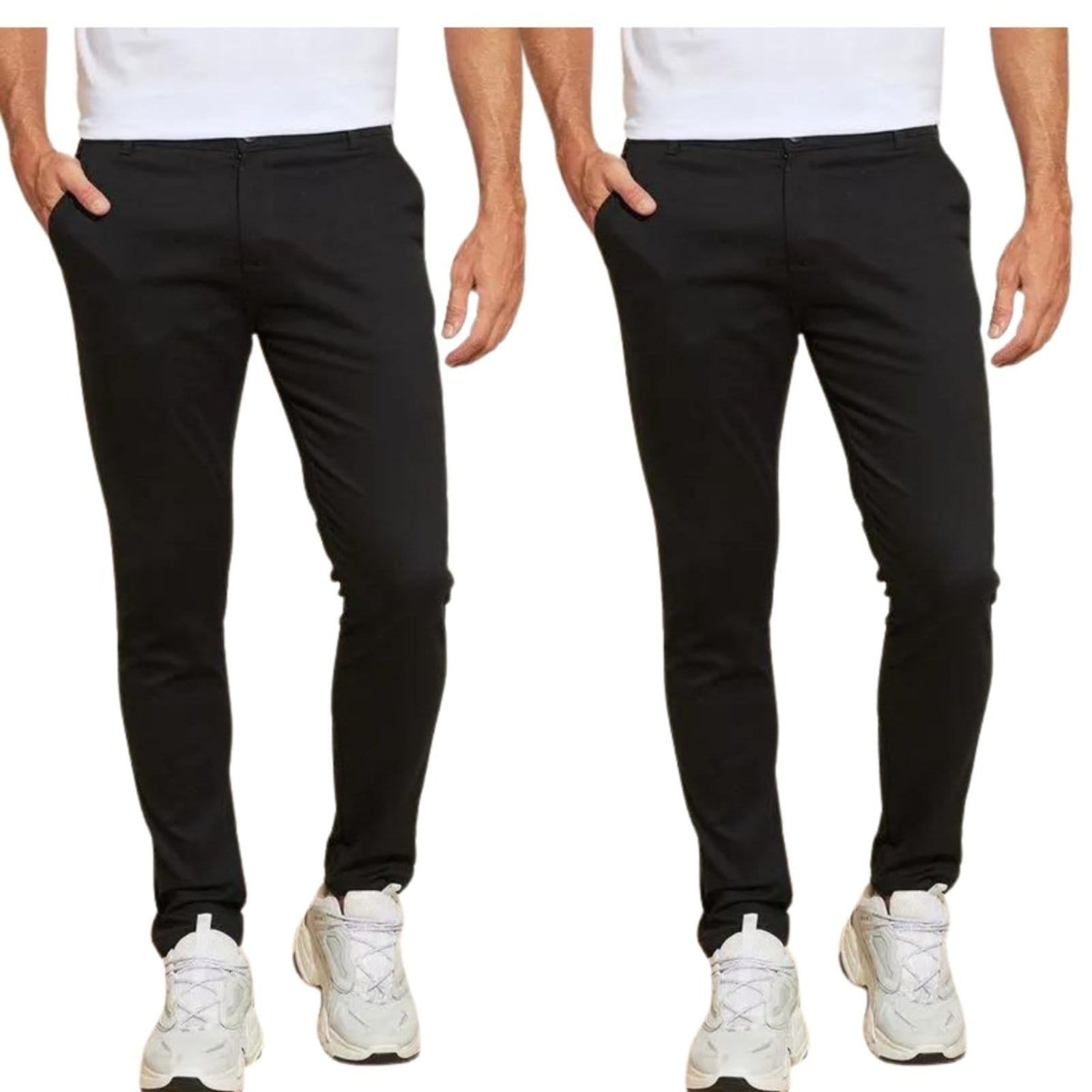 Kit 2 Calças Industrie de Sarja Chino Com Bolso Traseiro Embutido Alfaiataria Skinny Preto