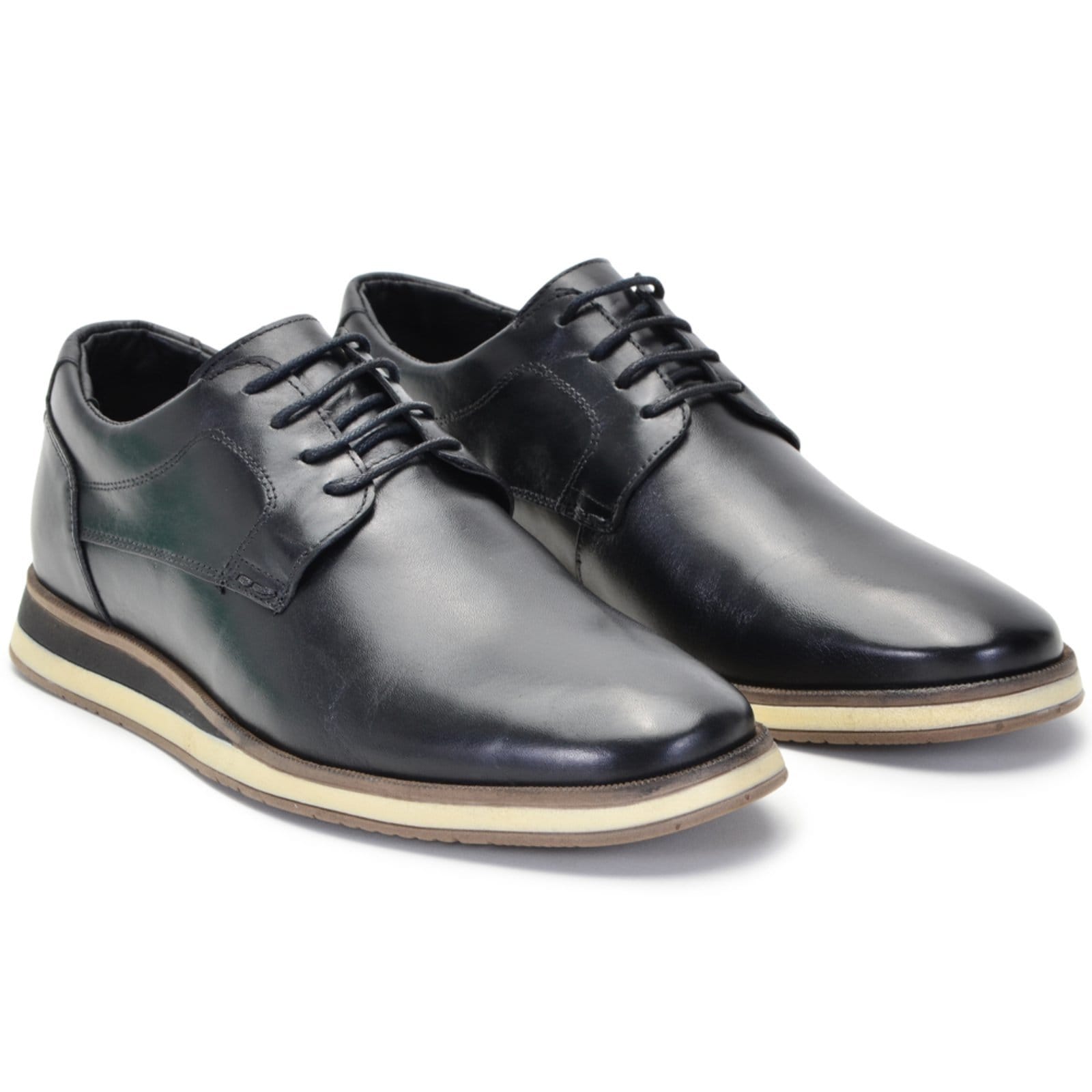 Vista 2 Sapato Social Bico Redondo Masculino Em Couro 25503 Ferrile preto