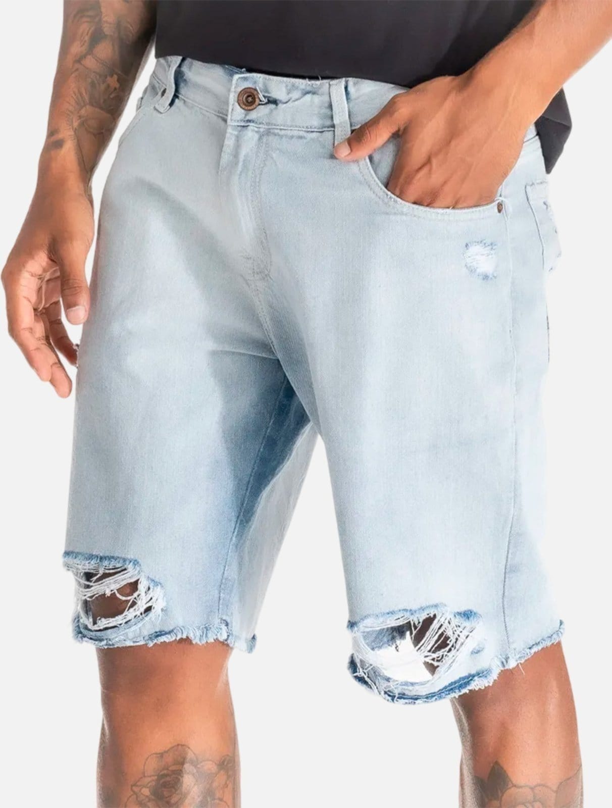 Vista principal Bermuda King & Joe Regular Jeans Destroyed BM19011 Claro King E Joe azul