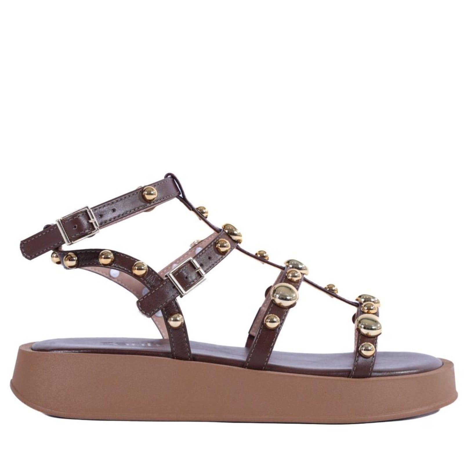 Sandália Feminina Papete Zariff com Maxi Esferas 2037-6488 Brown Incolor