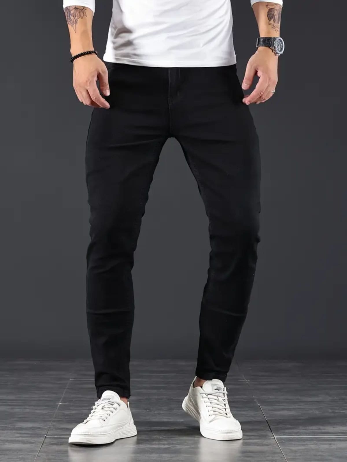 Vista 2 Kit 2 Calça Jeans Masculina Skinny Alpha Street Wear Confortável e Casual Alpha Street Wear azul/preto
