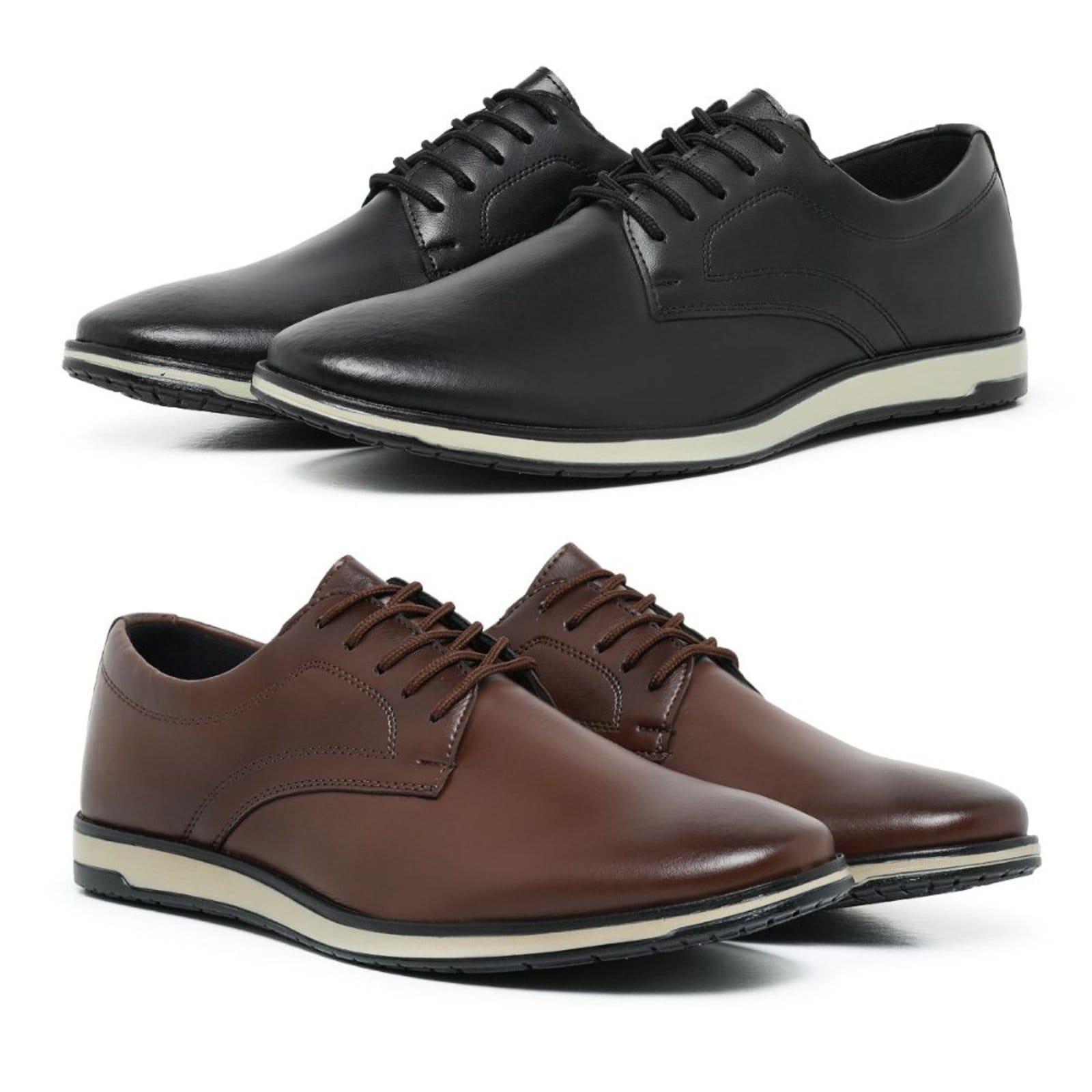 Vista principal Kit 2 Sapato Oxford Social Casual Moderno Masculino Confortável Bia Ramos marrom/preto