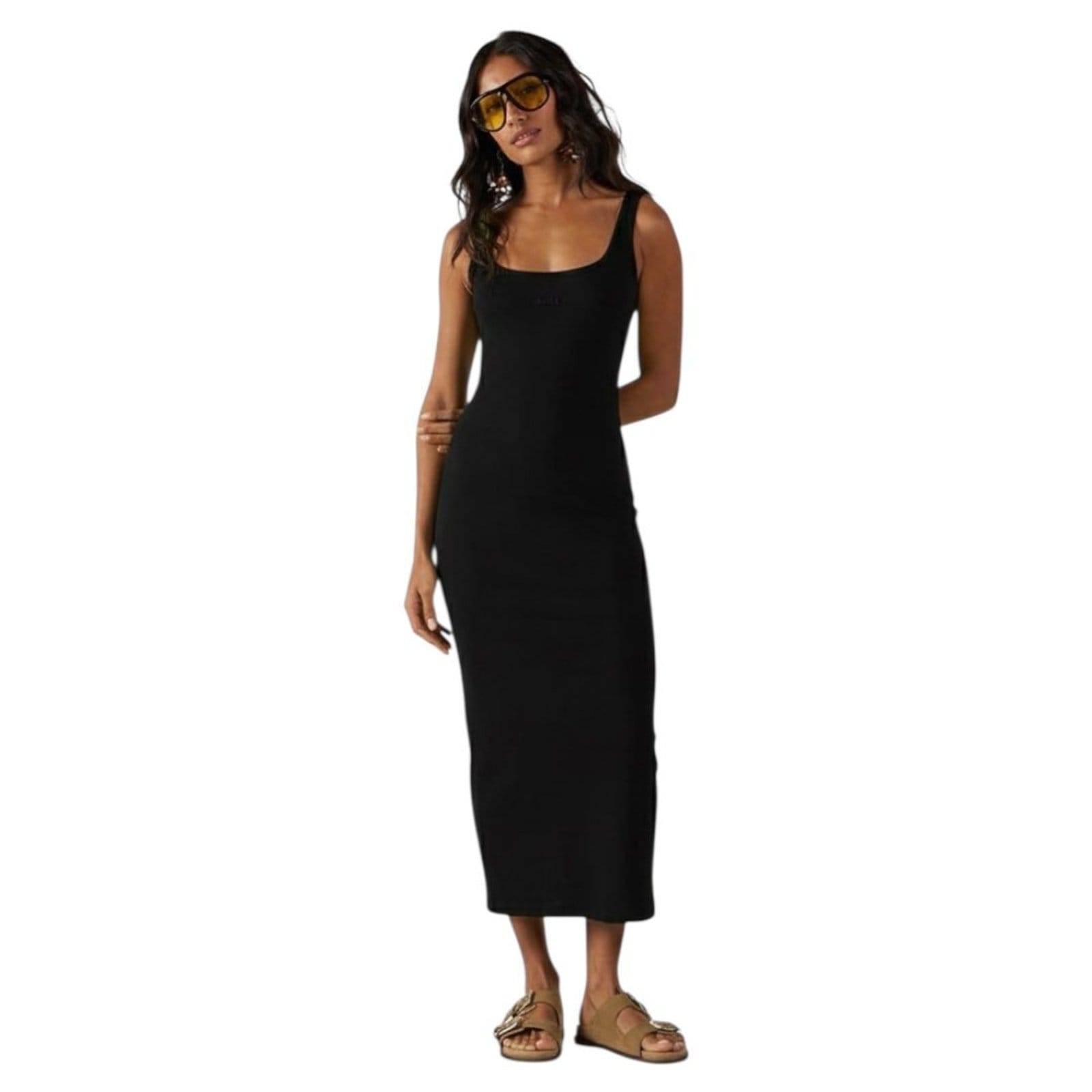 Vista principal Vestido Slim Midi Canelado Colcci CLC Colcci CLC preto