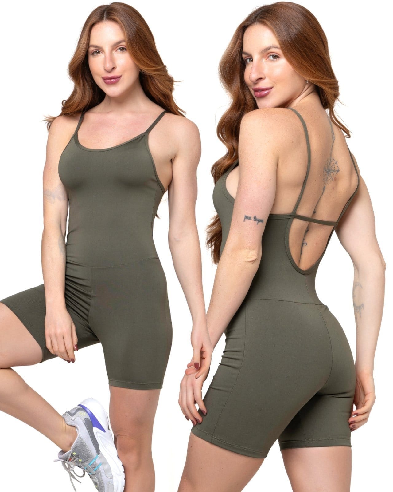 Macaquinho Fitness Alcinha Slim Zero Transparência Forrado Academia Macacão 048