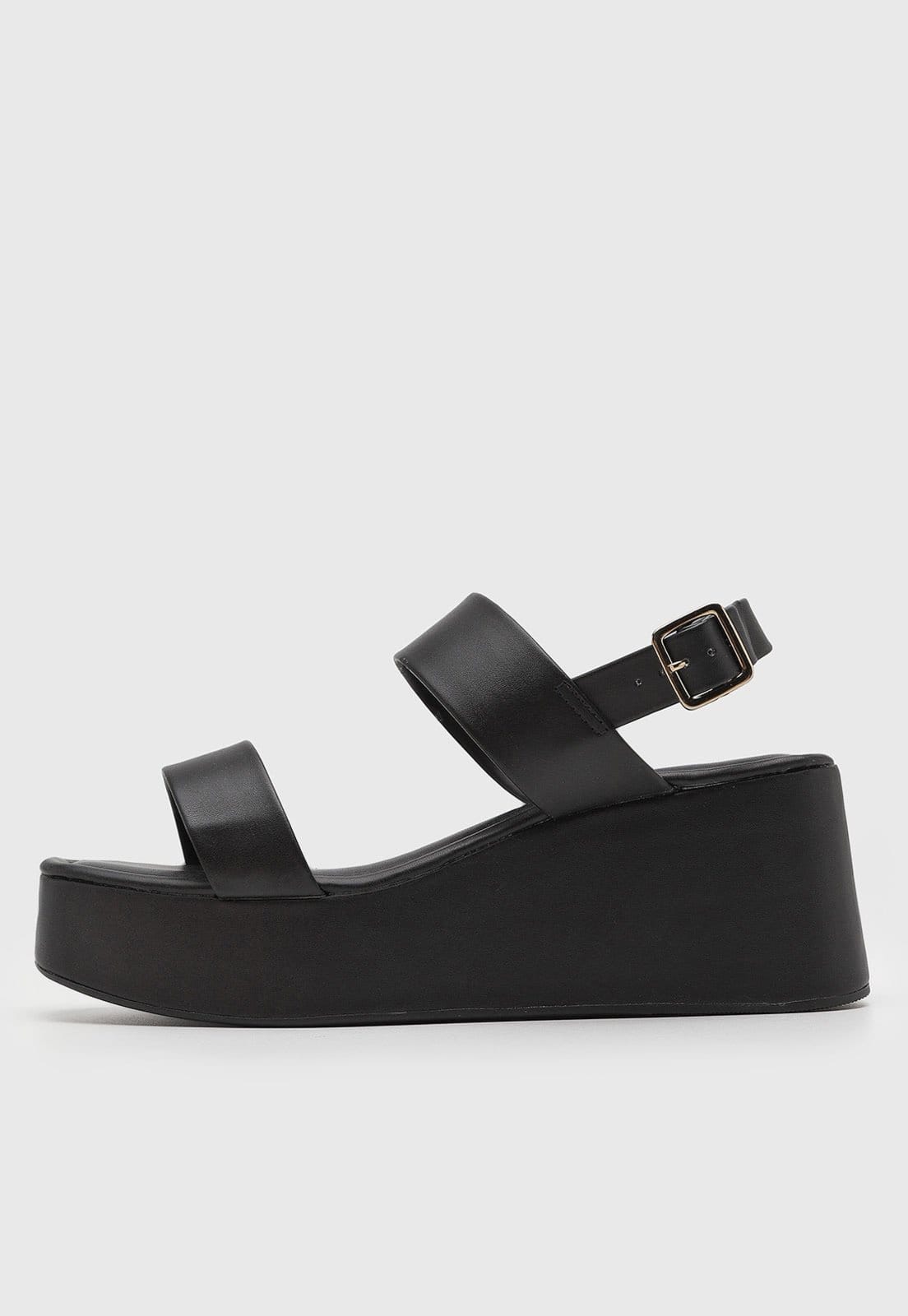 Sandália Feminina VIA UNO Salto Anabela Preta